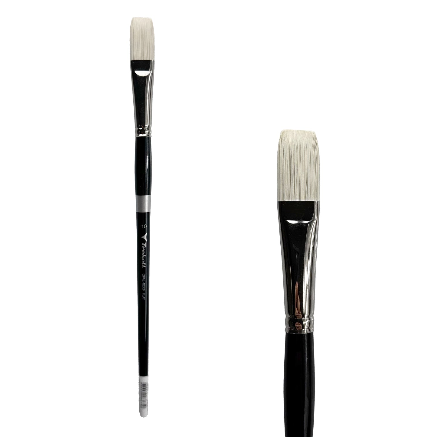 Trekell Opal Synthetic Hog Bristle Long Handle Artist Brush, size #10 Flat, ideal for Watercolor, Oil, and Acrylic Painting