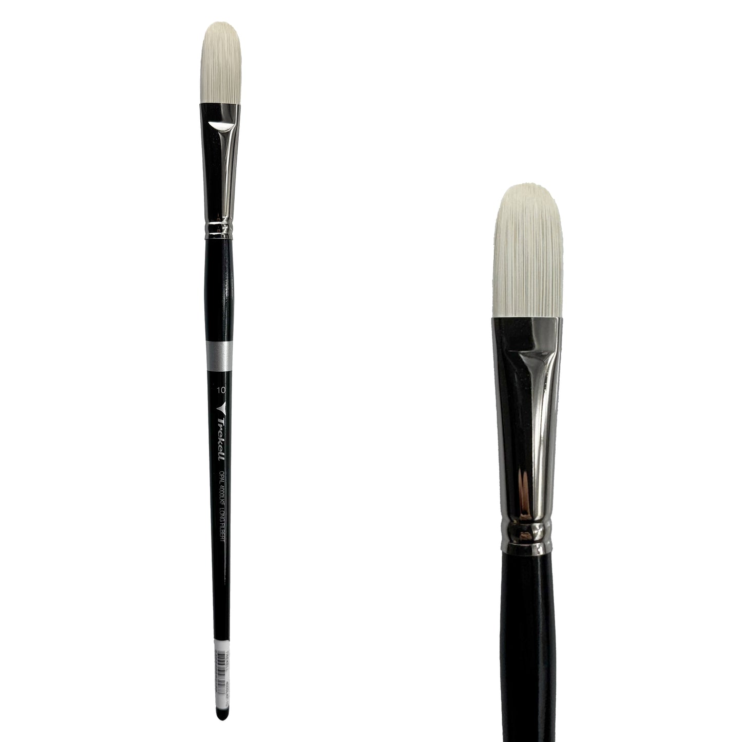 Trekell Opal Synthetic Hog Bristle Long Handle Artist Brush, size #10 Long Filbert, ideal for Watercolor, Oil, and Acrylic Painting