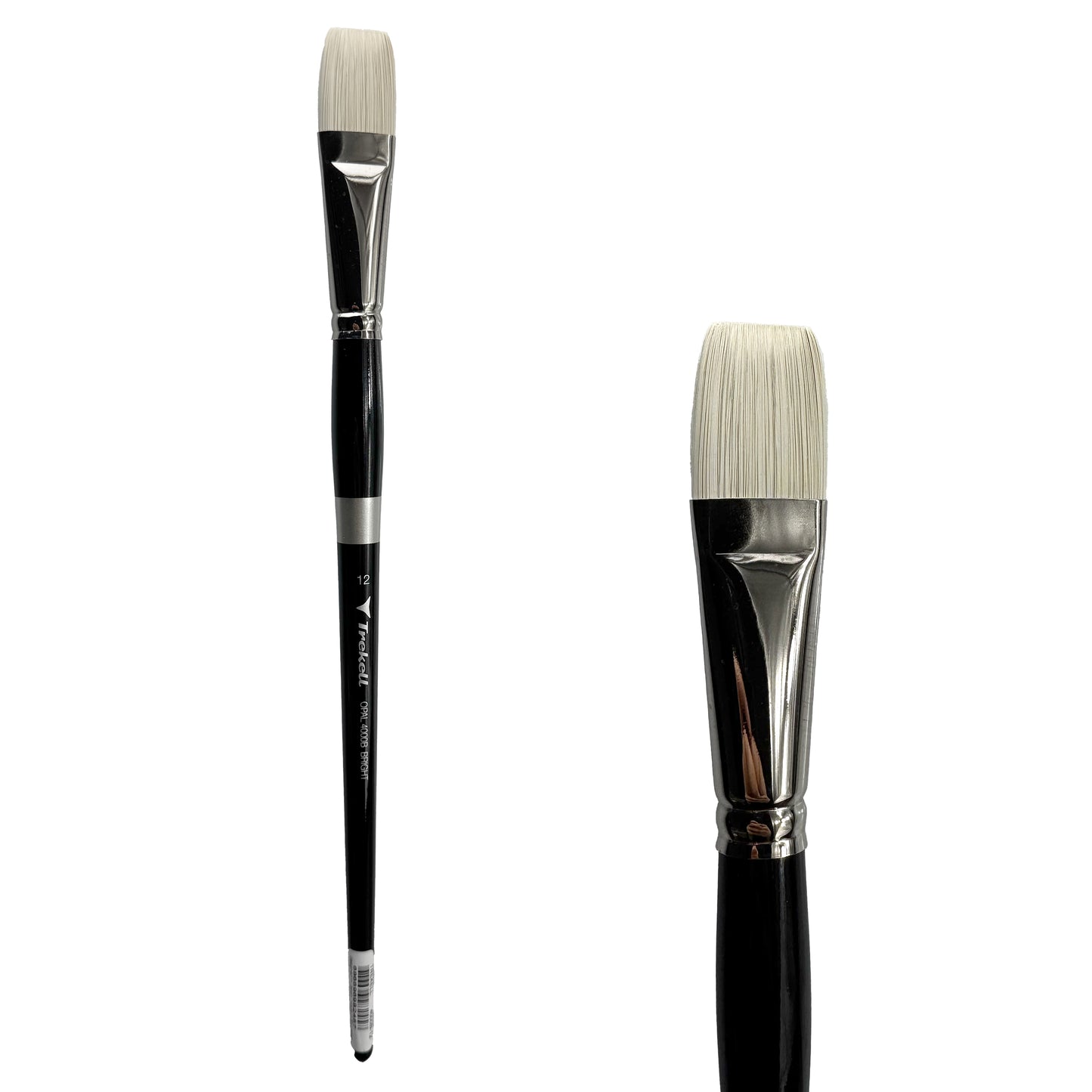 Trekell Opal Synthetic Hog Bristle Long Handle Artist Brush, size #12 Bright, ideal for Watercolor, Oil, and Acrylic Painting