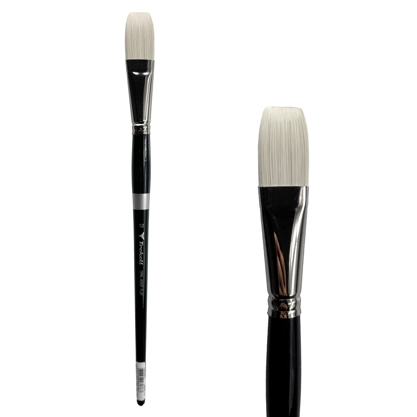Trekell Opal Synthetic Hog Bristle Long Handle Artist Brush, size #12 Flat, ideal for Watercolor, Oil, and Acrylic Painting