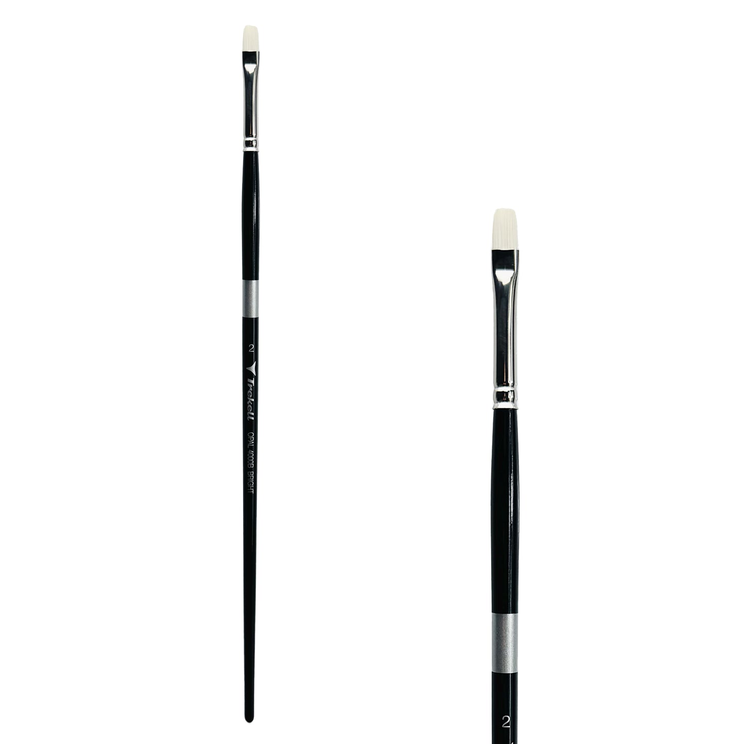 TrekellOpal Synthetic Hog Bristle Long Handle Artist Brush, size #2 Bright, ideal for Watercolor, Oil, and Acrylic Painting