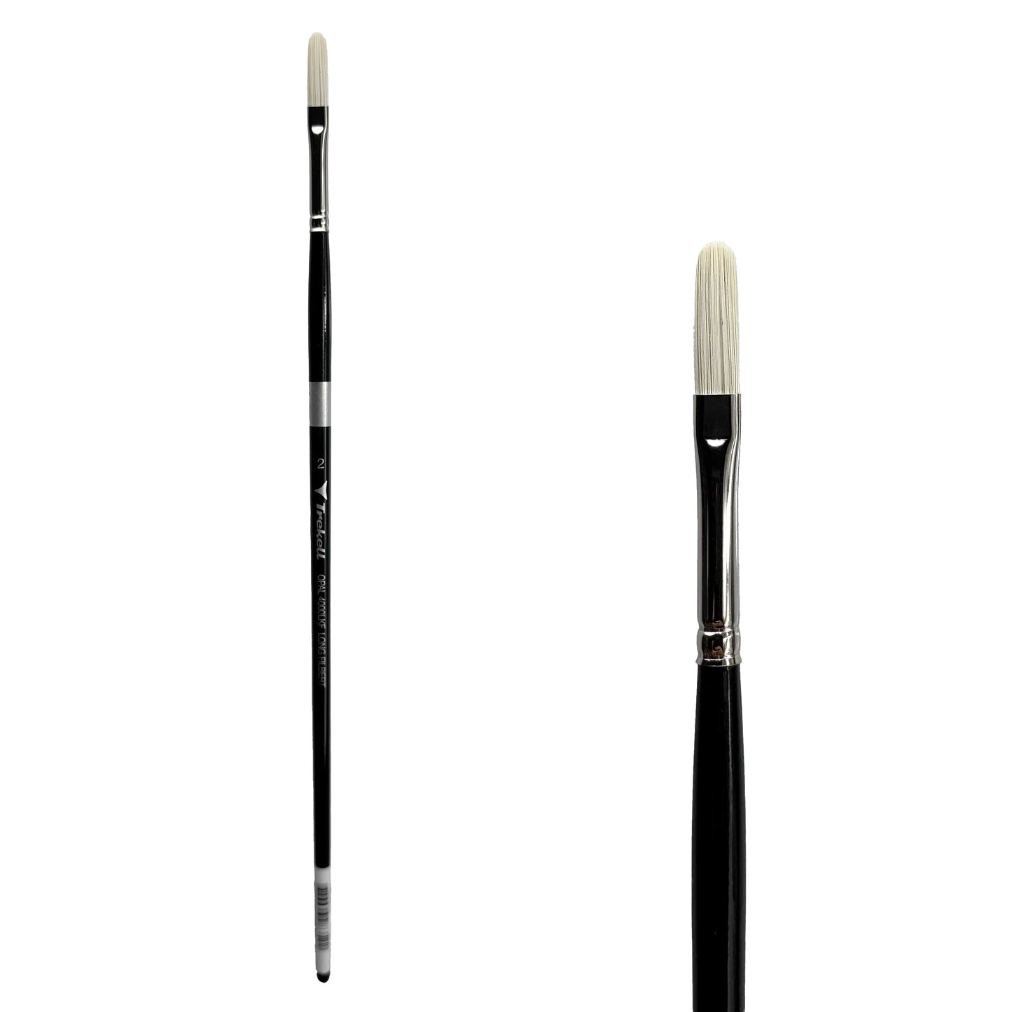 Trekell Opal Synthetic Hog Bristle Long Handle Artist Brush, size #2 Long Filbert, ideal for Watercolor, Oil, and Acrylic Painting
