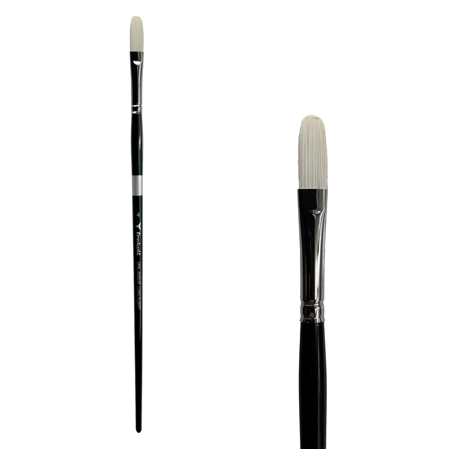 Trekell Opal Synthetic Hog Bristle Long Handle Artist Brush, size #4 Long Filbert, ideal for Watercolor, Oil, and Acrylic Painting