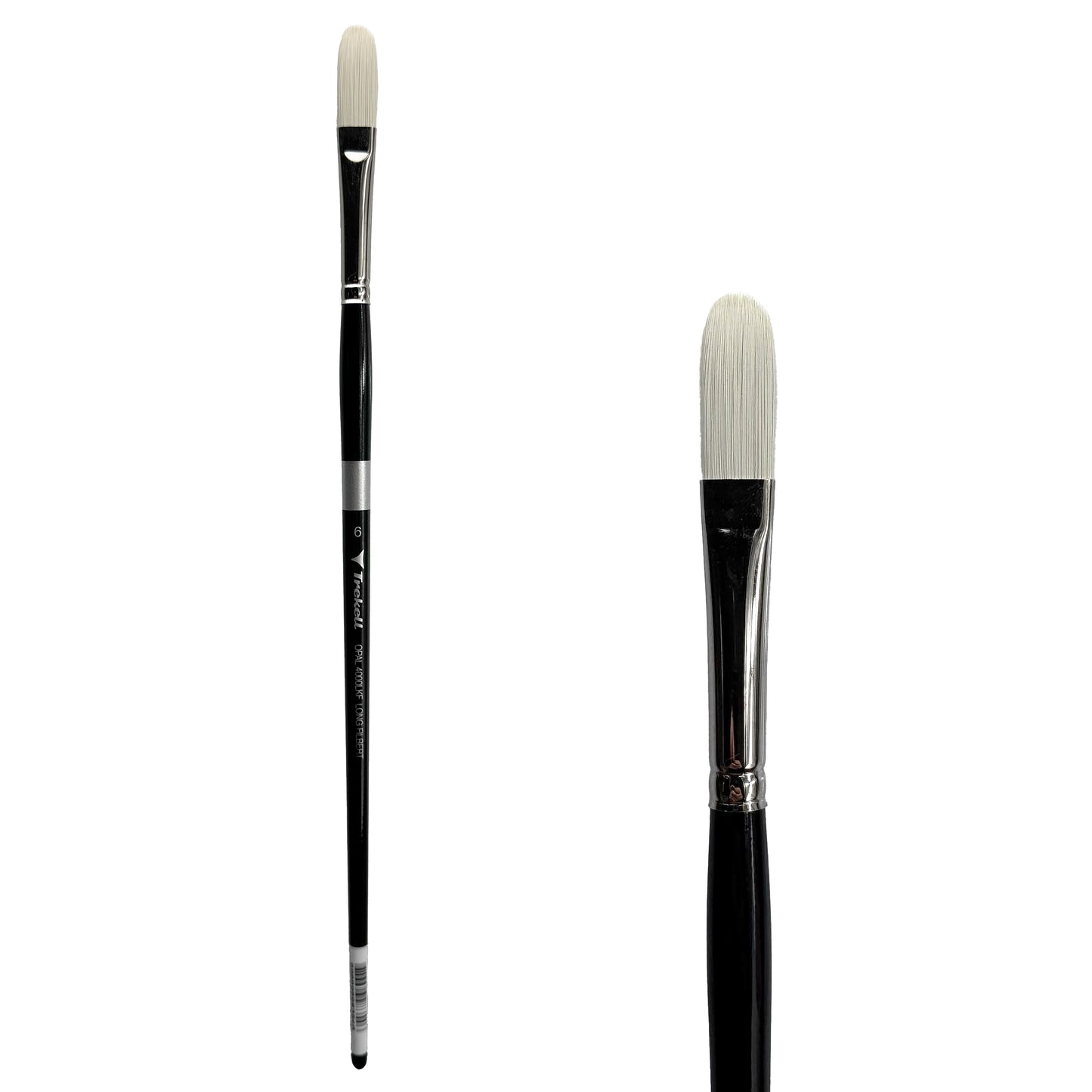 Trekell Opal Synthetic Hog Bristle Long Handle Artist Brush, size #6 Long Filbert, ideal for Watercolor, Oil, and Acrylic Painting