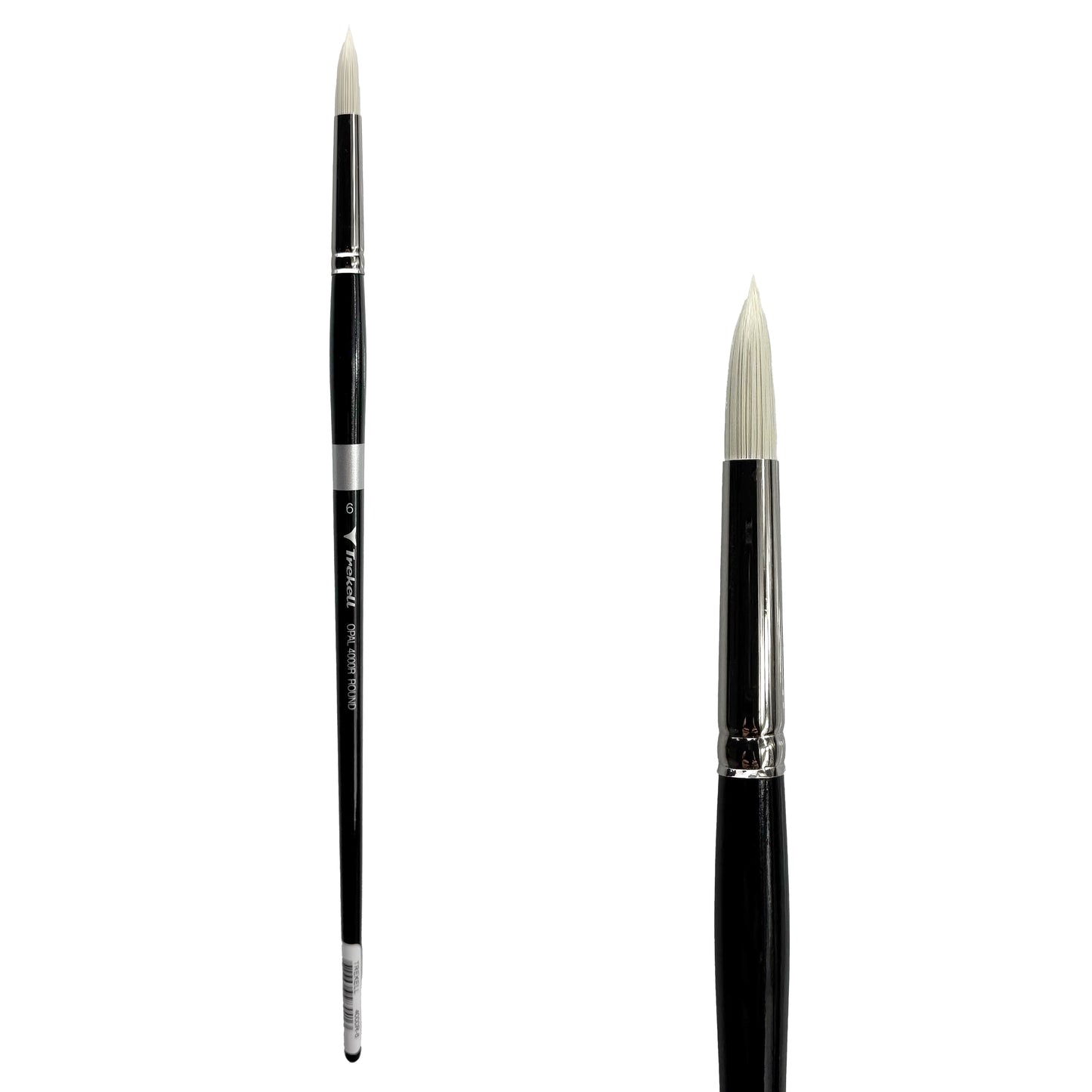 TrekellOpal Synthetic Hog Bristle Long Handle Artist Brush, size #6 Round, ideal for Watercolor, Oil, and Acrylic Painting