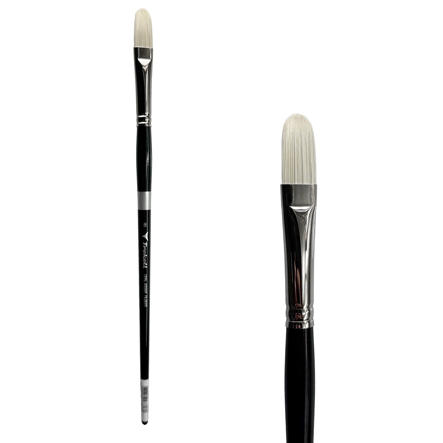 Trekell Opal Synthetic Hog Bristle Long Handle Artist Brush, size #8 Filbert, ideal for Watercolor, Oil, and Acrylic Painting
