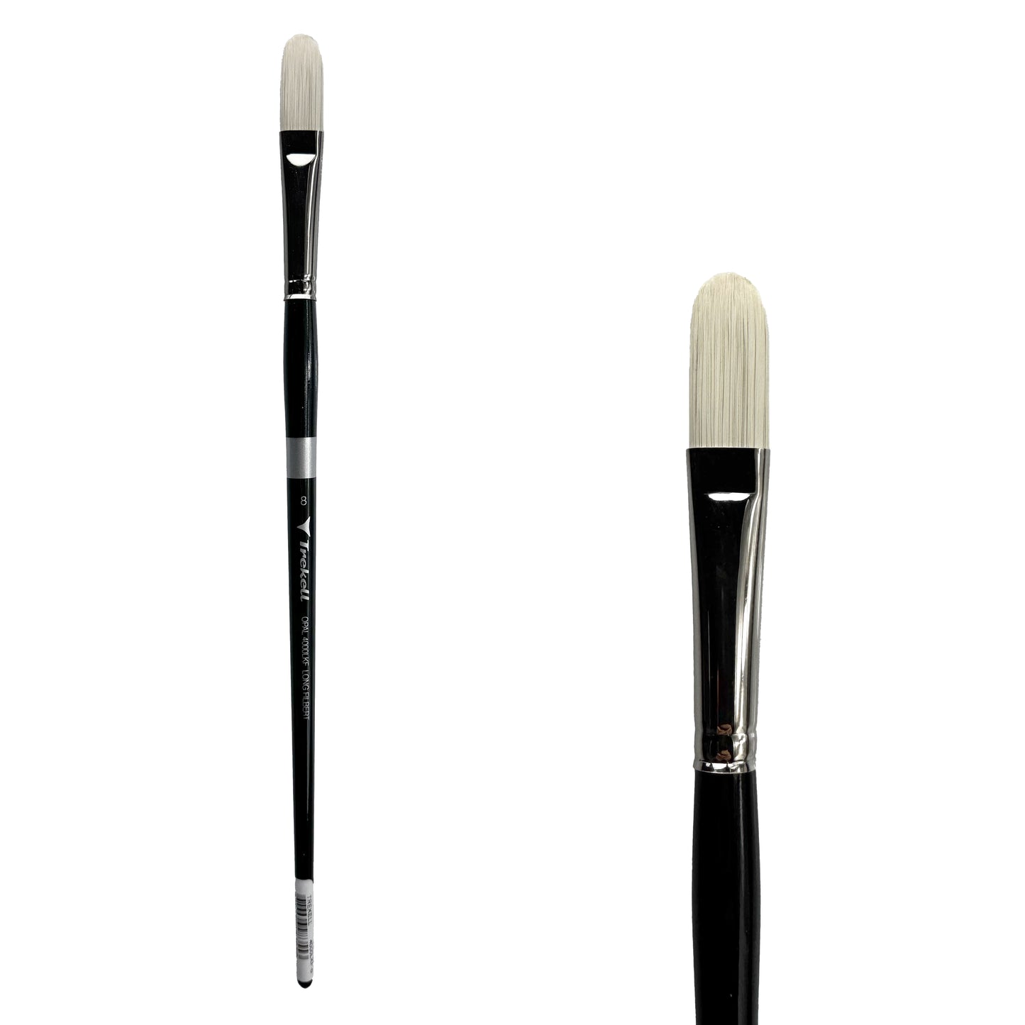 Trekell Opal Synthetic Hog Bristle Long Handle Artist Brush, size #8 Long Filbert, ideal for Watercolor, Oil, and Acrylic Painting