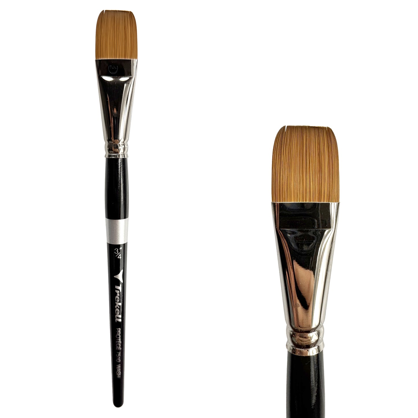 Trekell Protégé Synthetic Kolinsky Short Handle Artist Brush, size 3/4" Wash, works exceptionally well with acrylic, watercolor, and oil paint.