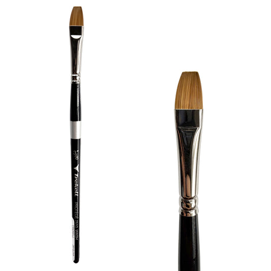 Trekell Protégé Synthetic Kolinsky Short Handle Artist Brush, size 3/8" Wash, works exceptionally well with acrylic, watercolor, and oil paint.
