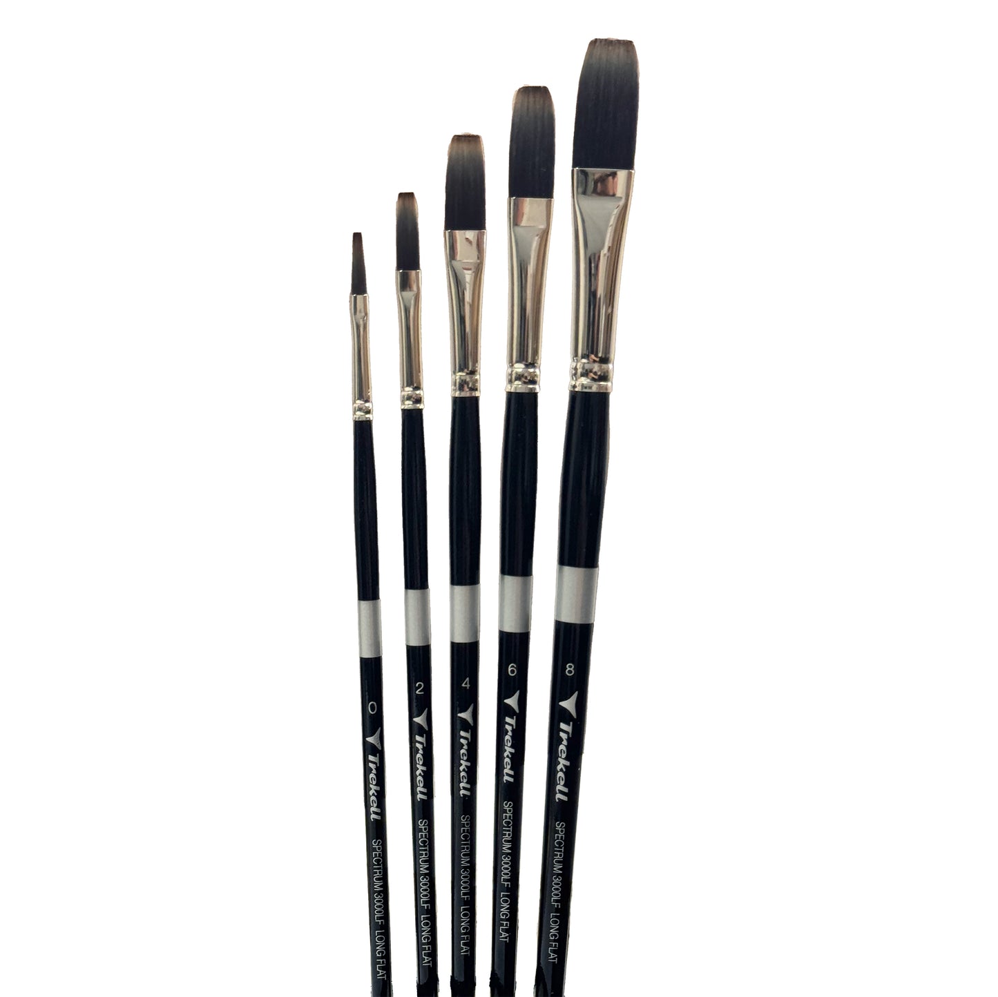 Trekell Spectrum Complete Long Flat Brush Set is designed for acrylic, oil, watercolor, and more