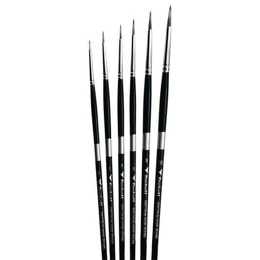 Trekell Spectrum Long Handle Artist Brush, Complete Set Round, Long handle design ideal for acrylic, oil, watercolor & more.