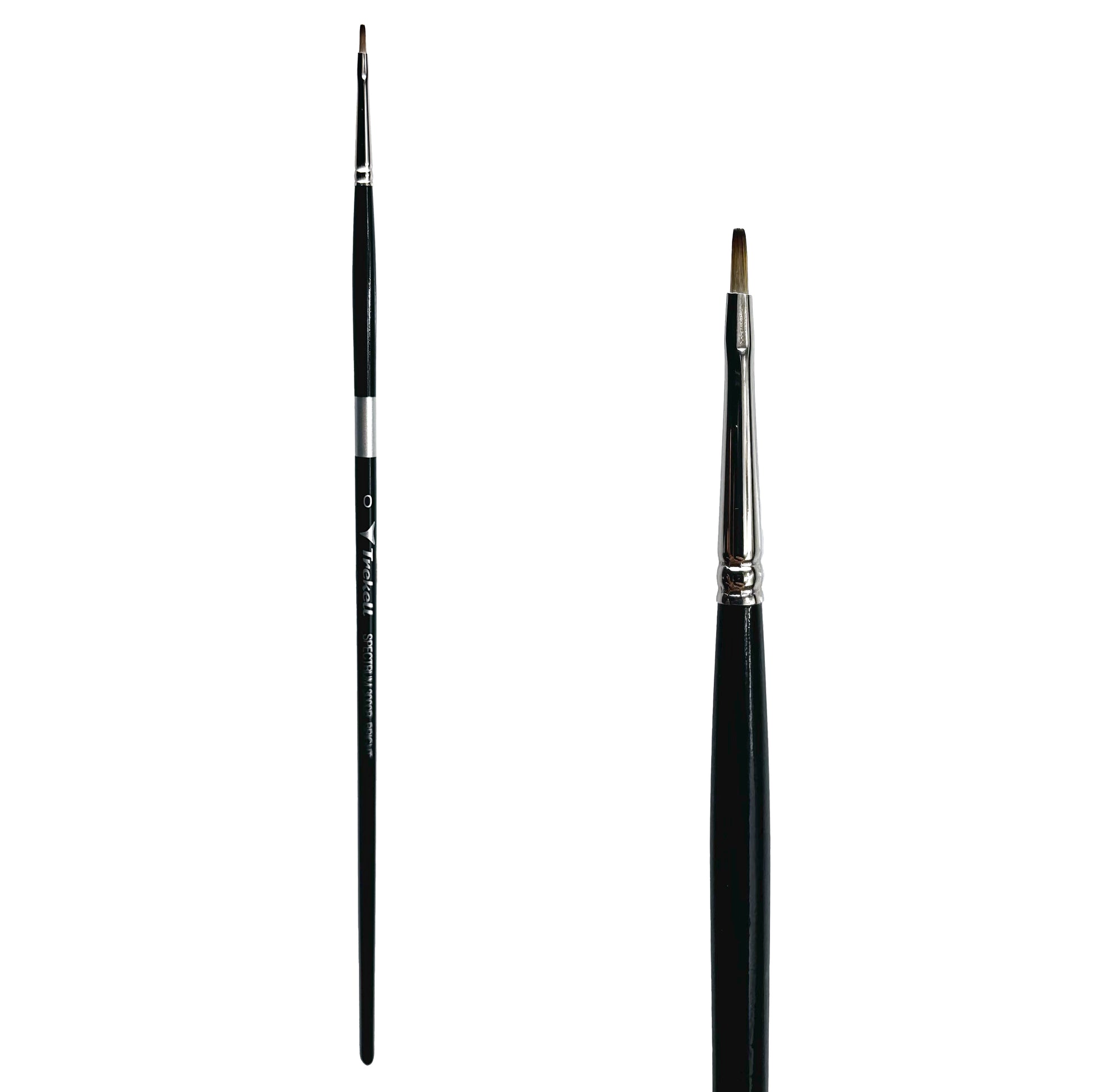 Trekell Spectrum Long Handle Artist Brush, size #0 Bright, Long handle design ideal for acrylic, oil, watercolor & more.