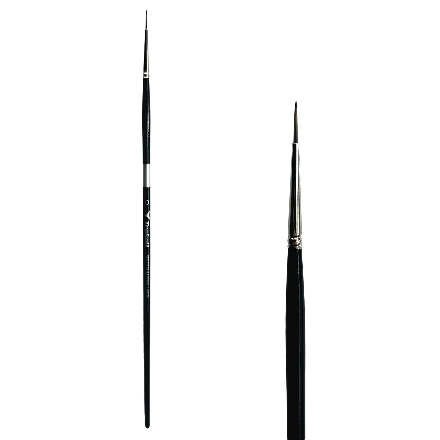 Trekell Spectrum Long Handle Artist Brush, size #0 Liner, Long handle design ideal for acrylic, oil, watercolor & more.