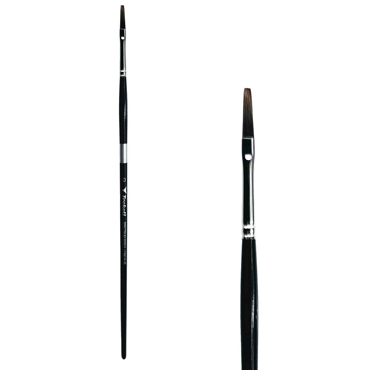 Trekell Spectrum Long Handle Artist Brush, size #0 Long Flat, Long handle design ideal for acrylic, oil, watercolor & more.