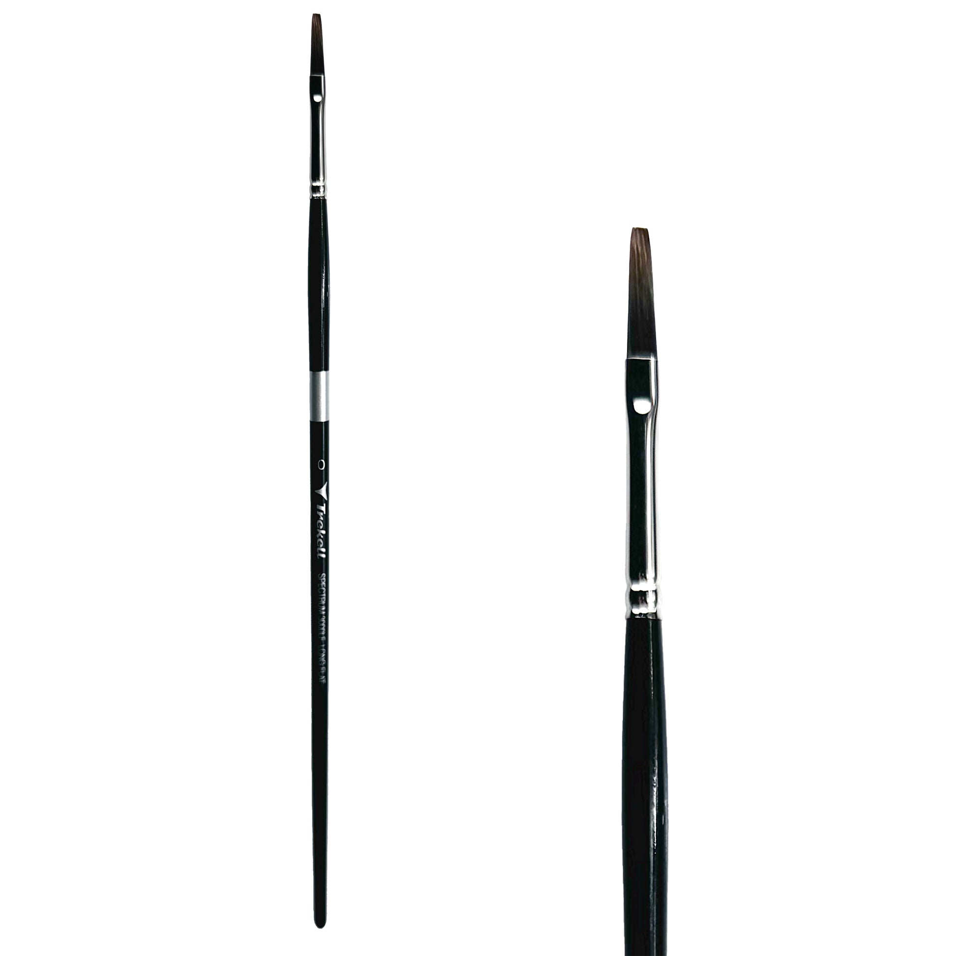 Trekell Spectrum Long Handle Artist Brush, size #0 Long Flat, Long handle design ideal for acrylic, oil, watercolor & more.
