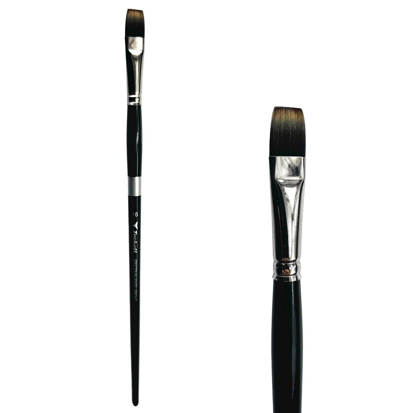Trekell Spectrum Long Handle Artist Brush, size #16 Bright, Long handle design ideal for acrylic, oil, watercolor & more.