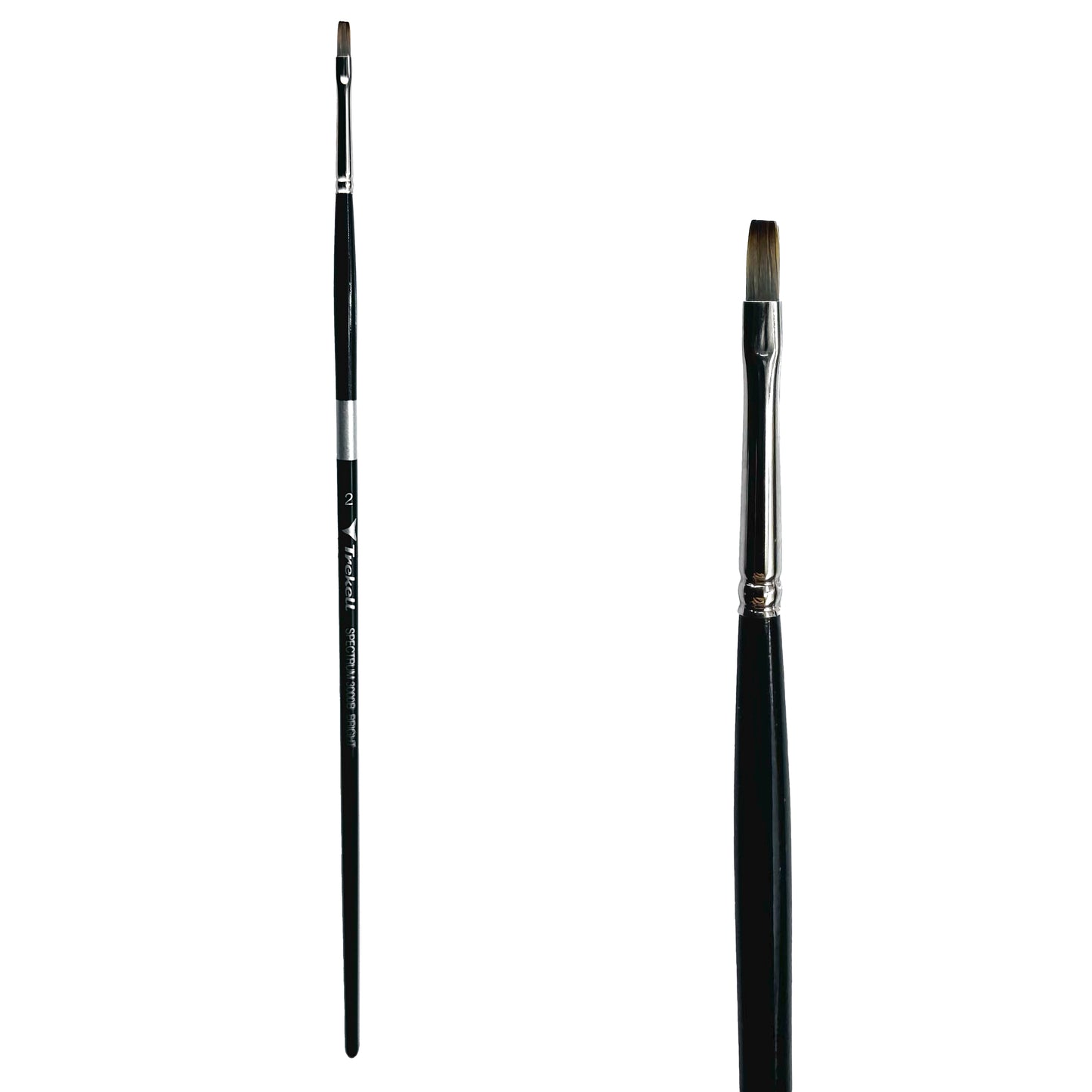 Trekell Spectrum Long Handle Artist Brush, size #2 Bright, Long handle design ideal for acrylic, oil, watercolor & more.