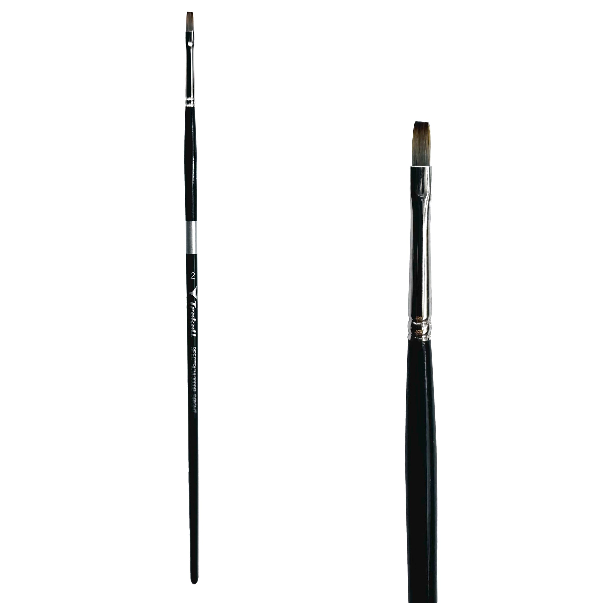Trekell Spectrum Long Handle Artist Brush, size #2 Bright, Long handle design ideal for acrylic, oil, watercolor & more.