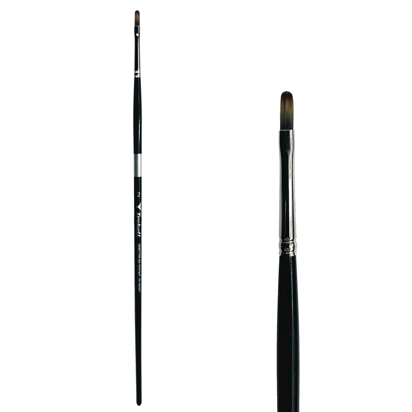 Trekell Spectrum Long Handle Artist Brush, size #2 Filbert, Long handle design ideal for acrylic, oil, watercolor & more.
