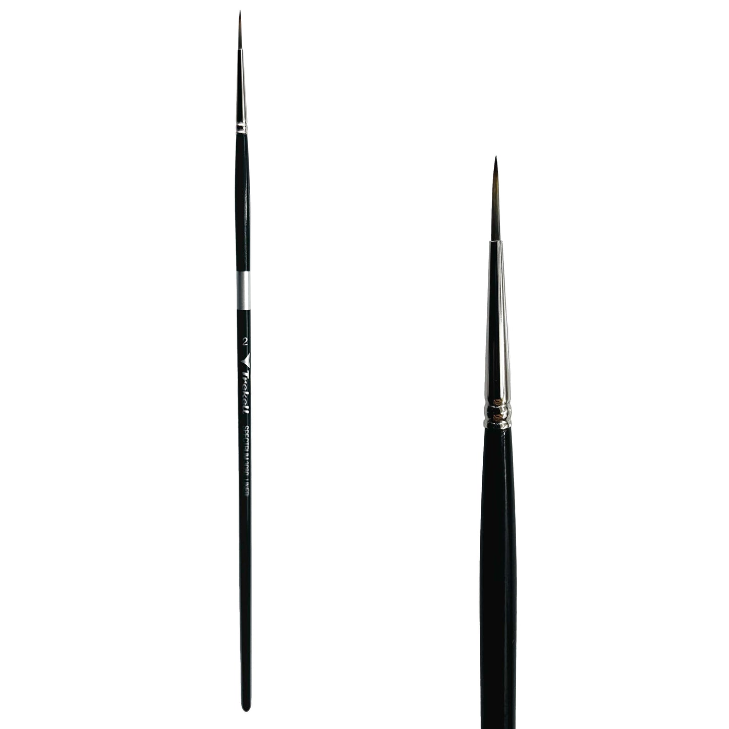 Trekell Spectrum Long Handle Artist Brush, size #2 Liner, Long handle design ideal for acrylic, oil, watercolor & more.