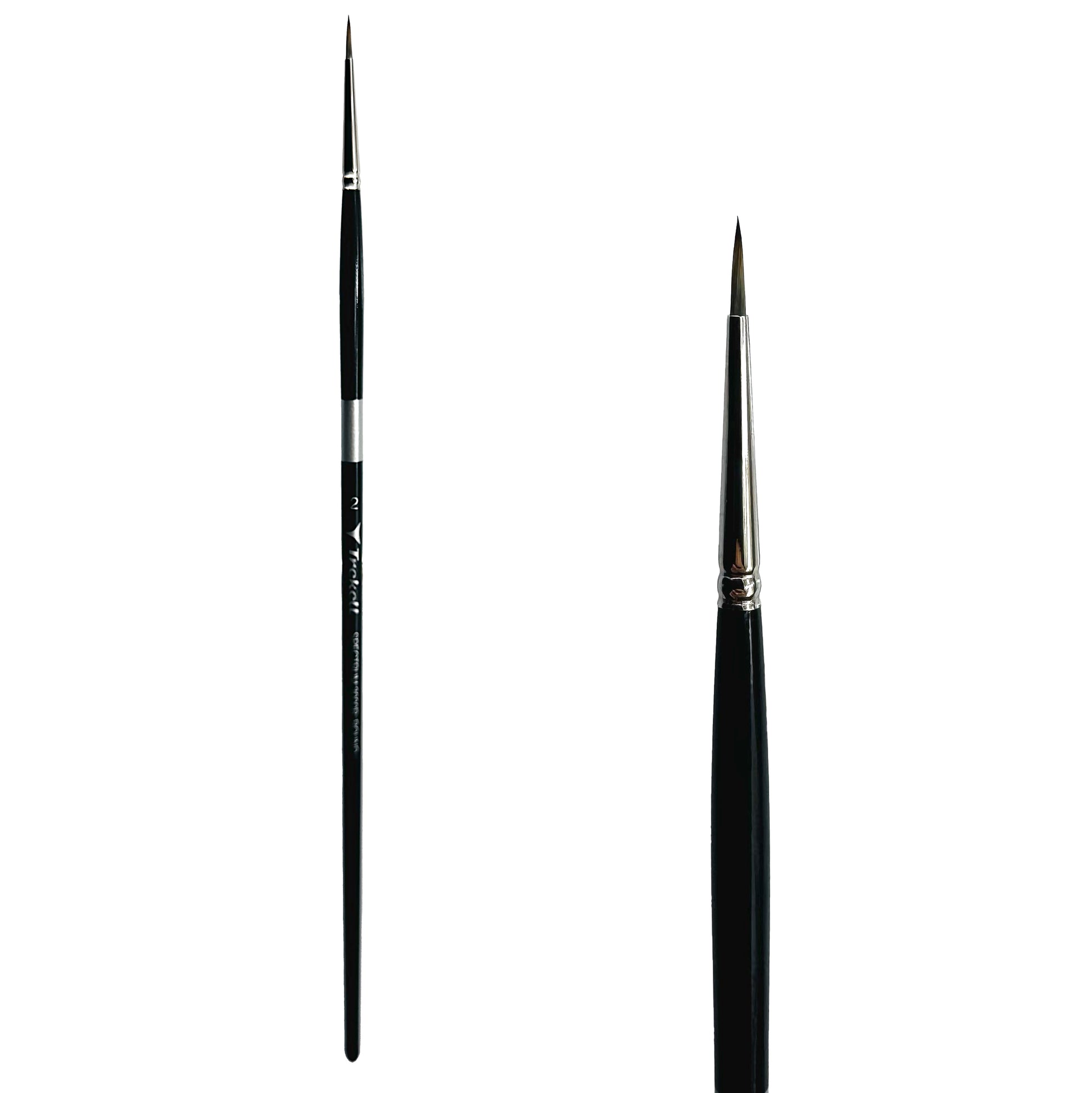 Trekell Spectrum Long Handle Artist Brush, size #2 Round, Long handle design ideal for acrylic, oil, watercolor & more.