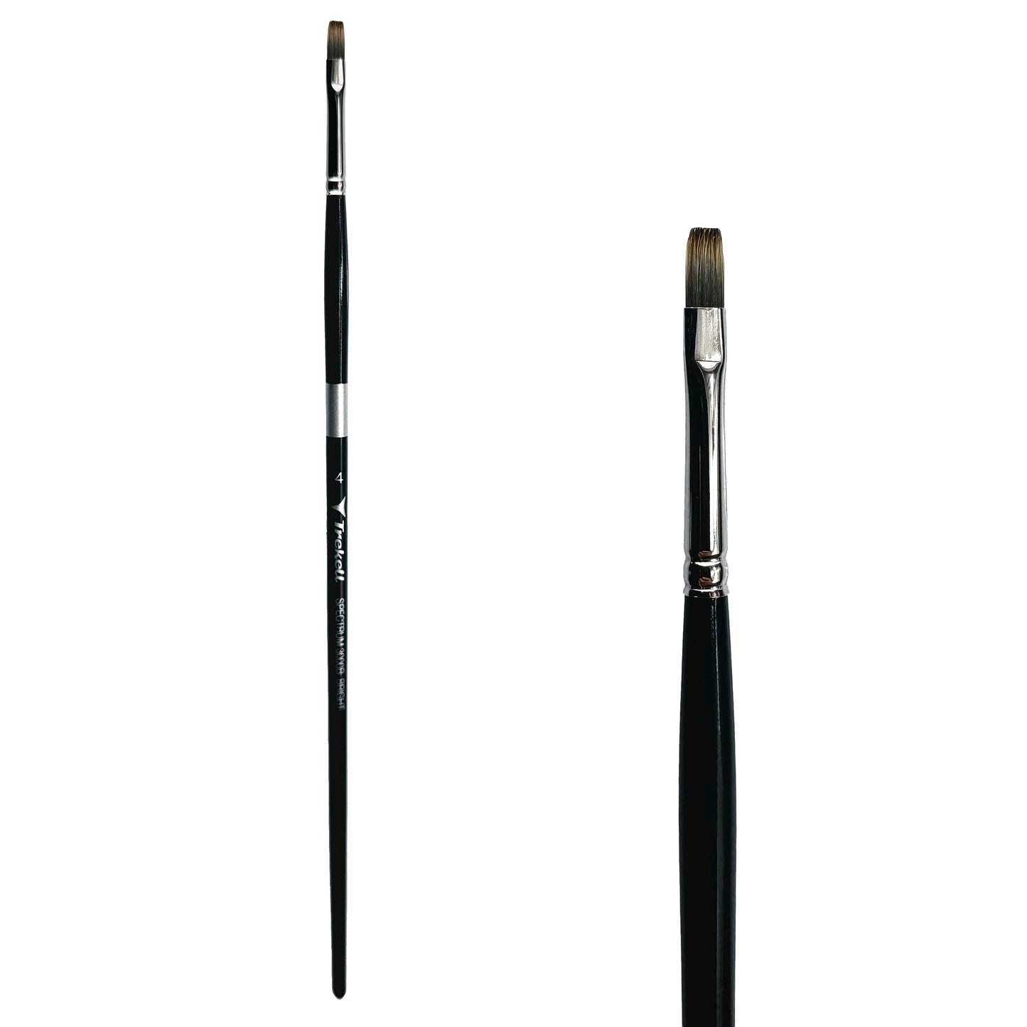 Trekell Spectrum Long Handle Artist Brush, size #4 Bright, Long handle design ideal for acrylic, oil, watercolor & more.