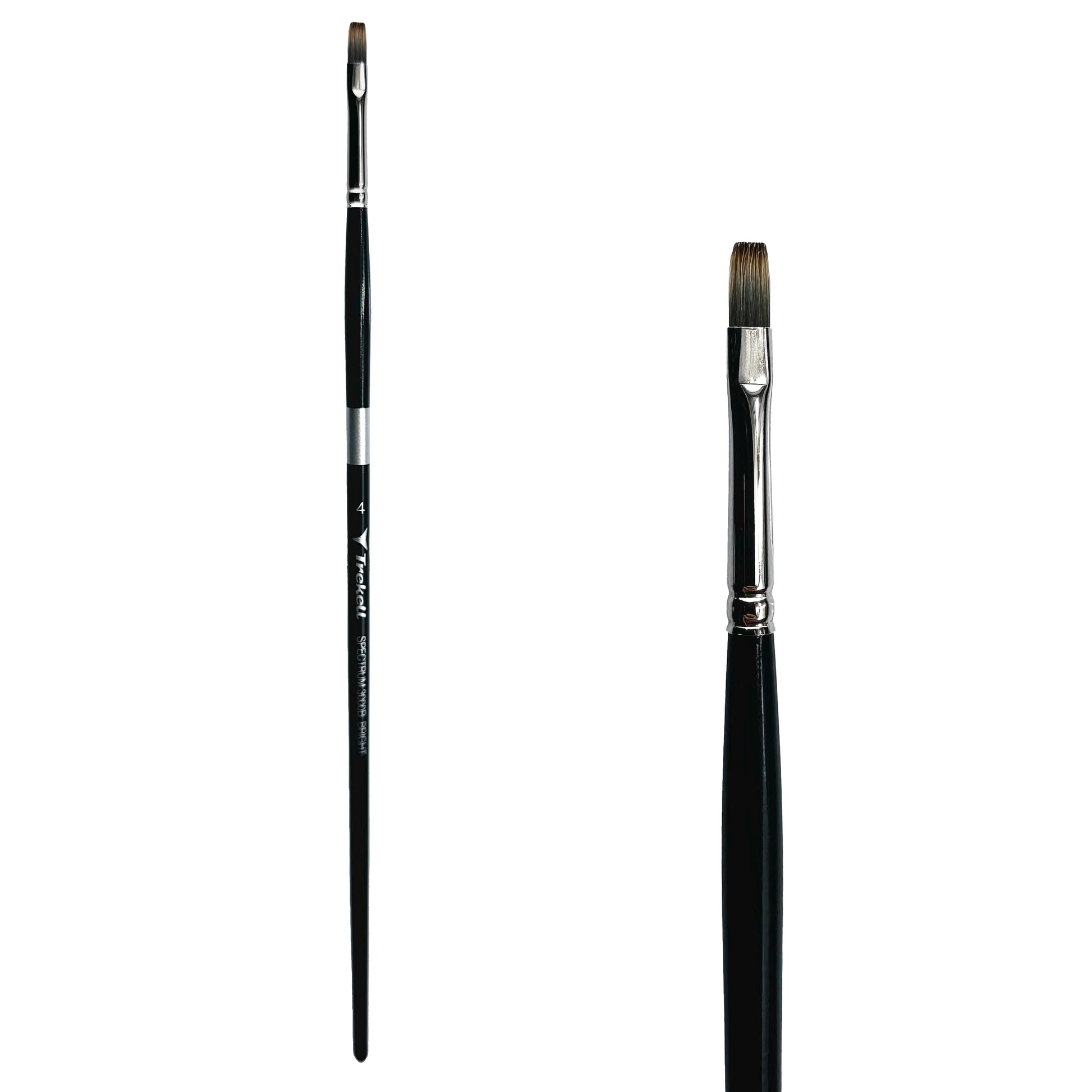 Trekell Spectrum Long Handle Artist Brush, size #4 Bright, Long handle design ideal for acrylic, oil, watercolor & more.
