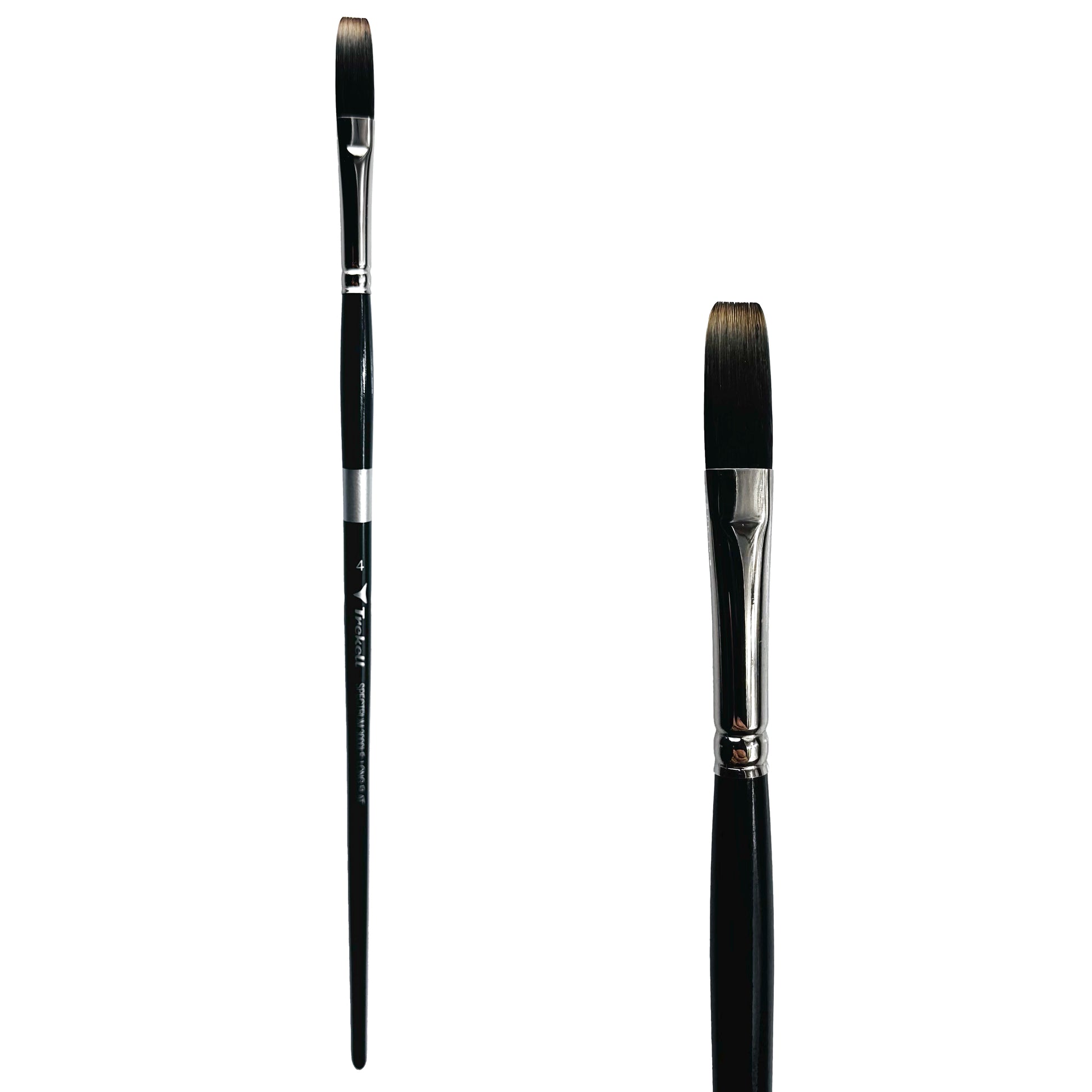 Trekell Spectrum Long Handle Artist Brush, size #4 Long Flat, Long handle design ideal for acrylic, oil, watercolor & more.