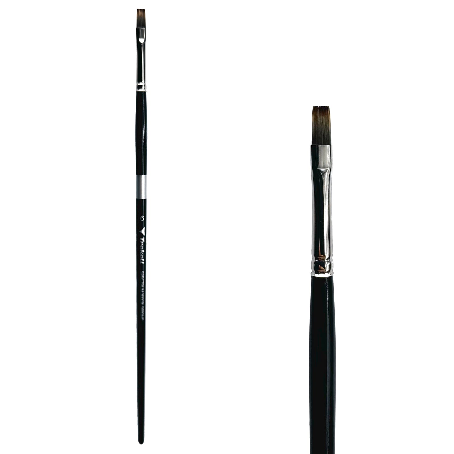 Trekell Spectrum Long Handle Artist Brush, size #6 Bright, Long handle design ideal for acrylic, oil, watercolor & more.