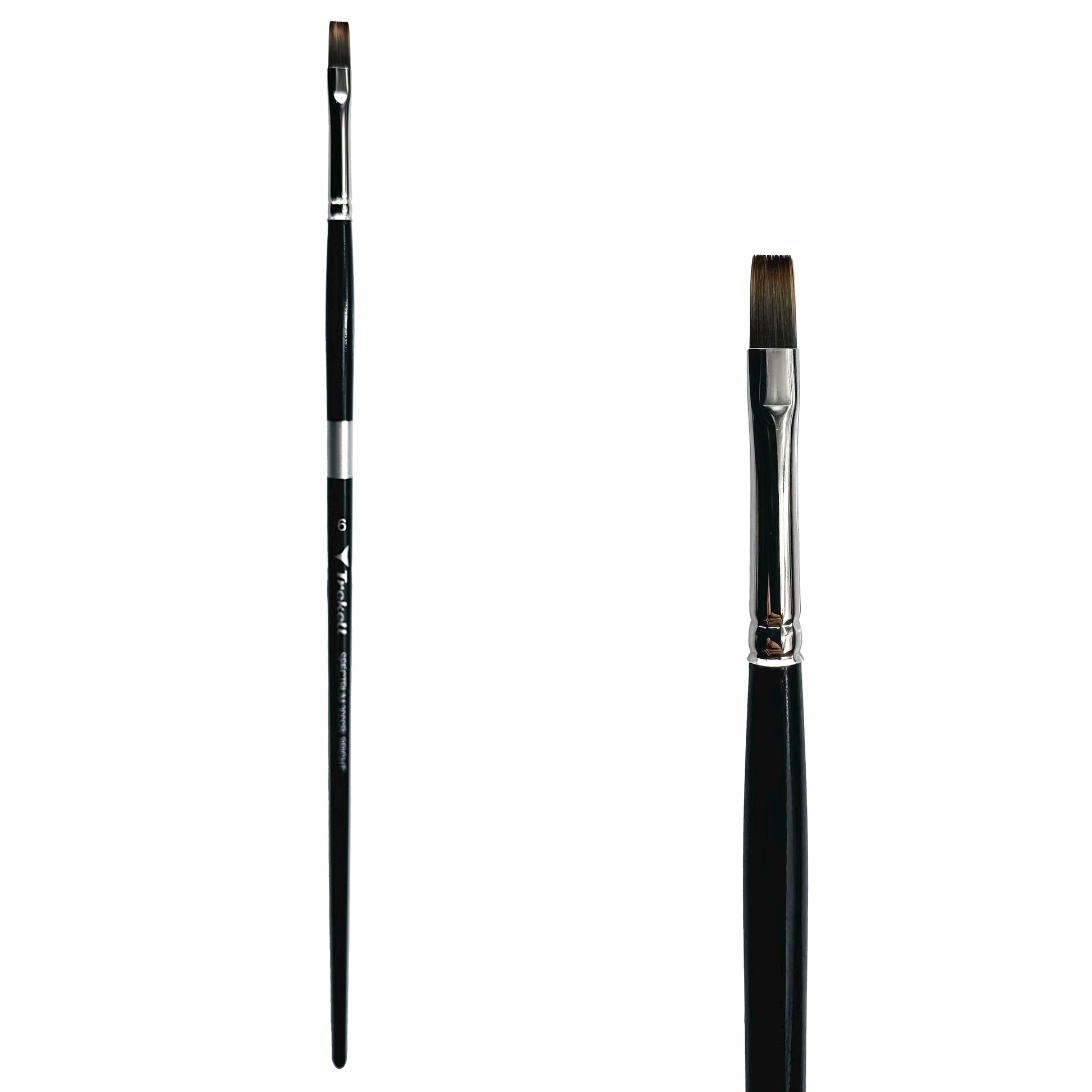 Trekell Spectrum Long Handle Artist Brush, size #6 Bright, Long handle design ideal for acrylic, oil, watercolor & more.