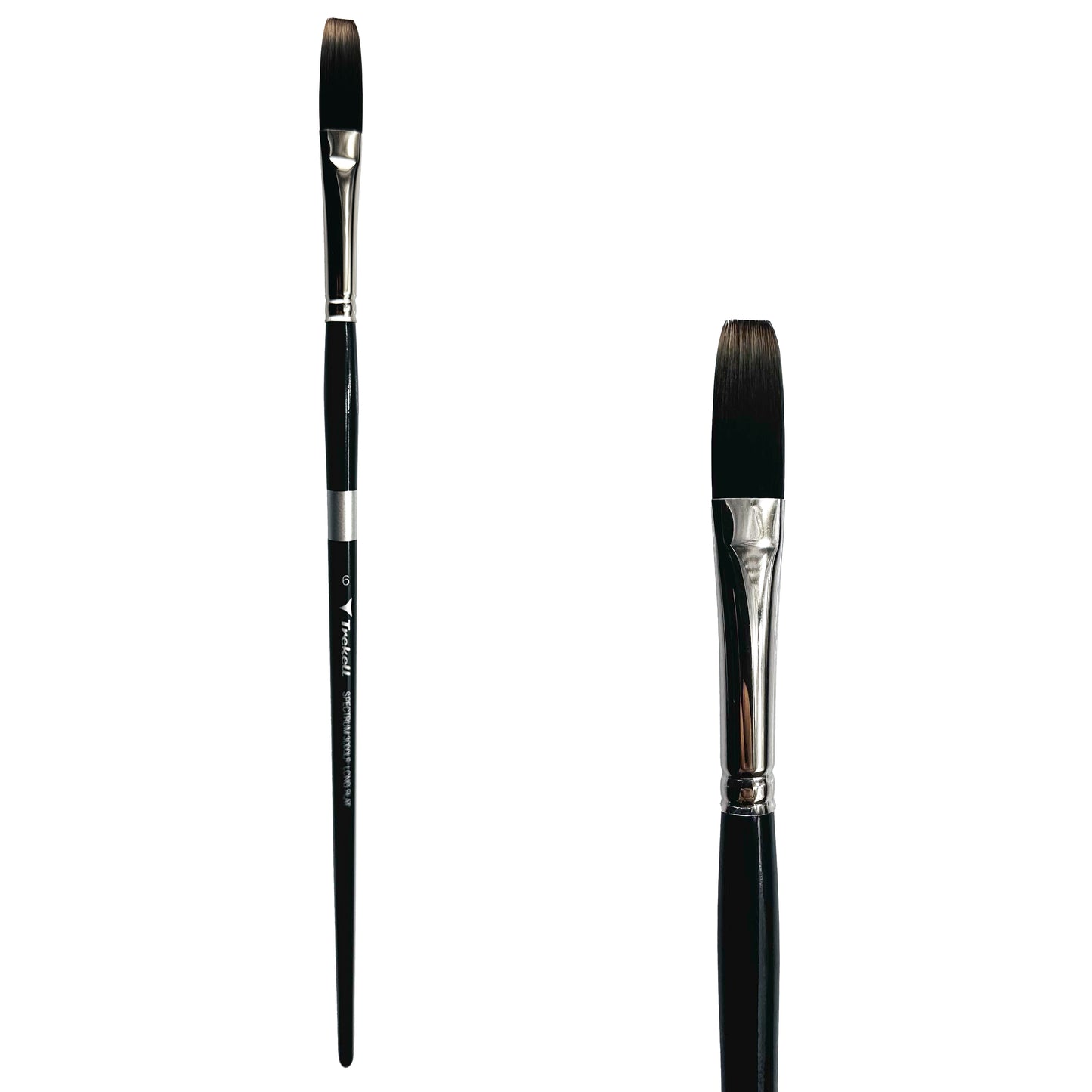 Trekell Spectrum Long Handle Artist Brush, size #6 Long Flat, Long handle design ideal for acrylic, oil, watercolor & more.