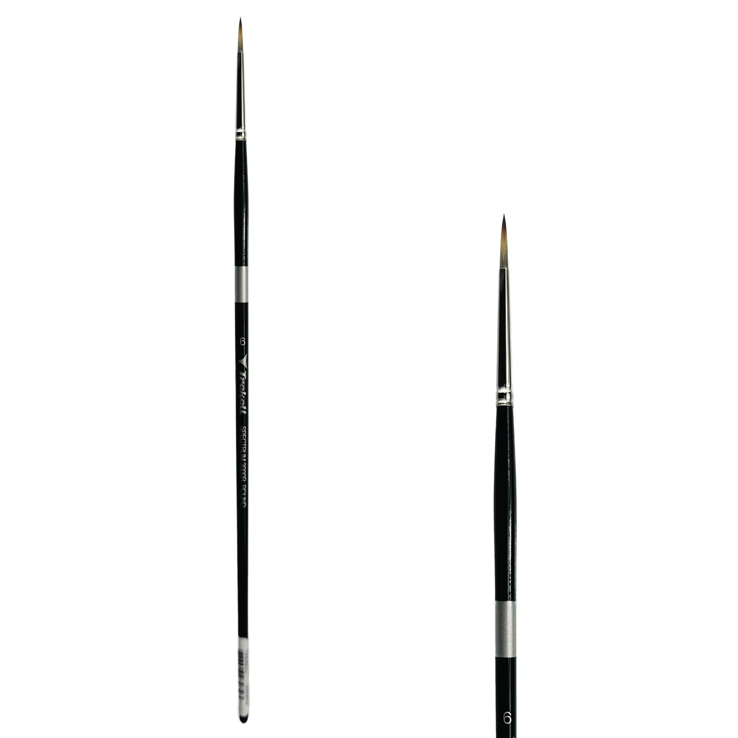 Trekell Spectrum Long Handle Artist Brush, size #6 Round, Long handle design ideal for acrylic, oil, watercolor & more.