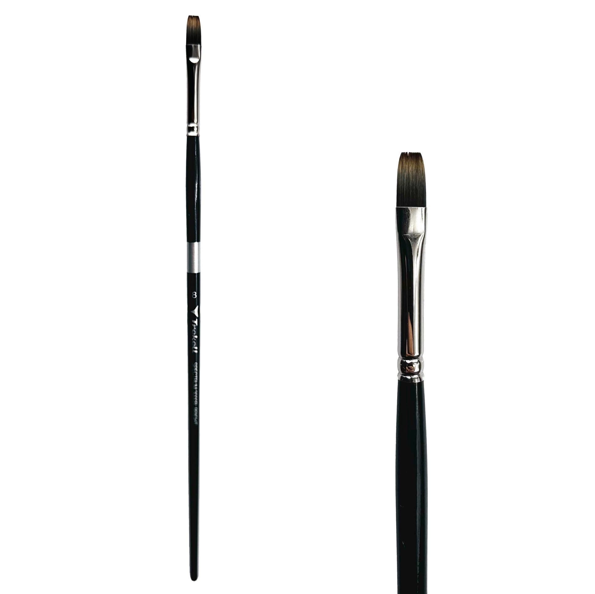 Trekell Spectrum Long Handle Artist Brush, size #8 Bright, Long handle design ideal for acrylic, oil, watercolor & more.