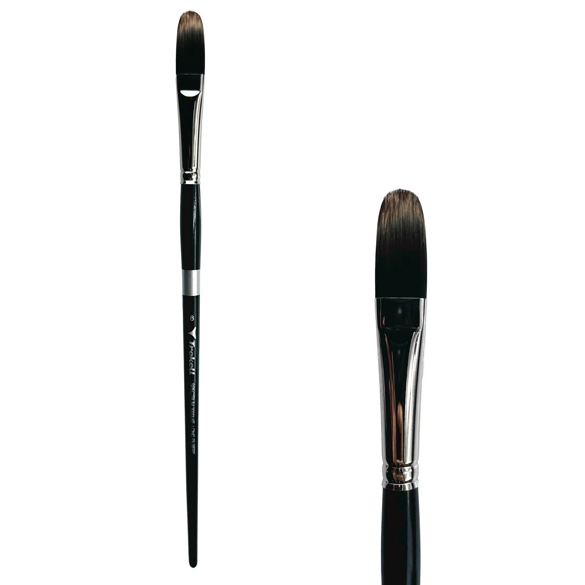 Trekell Spectrum Long Handle Artist Brush, size #8 Long Filbert, Long handle design ideal for acrylic, oil, watercolor & more.