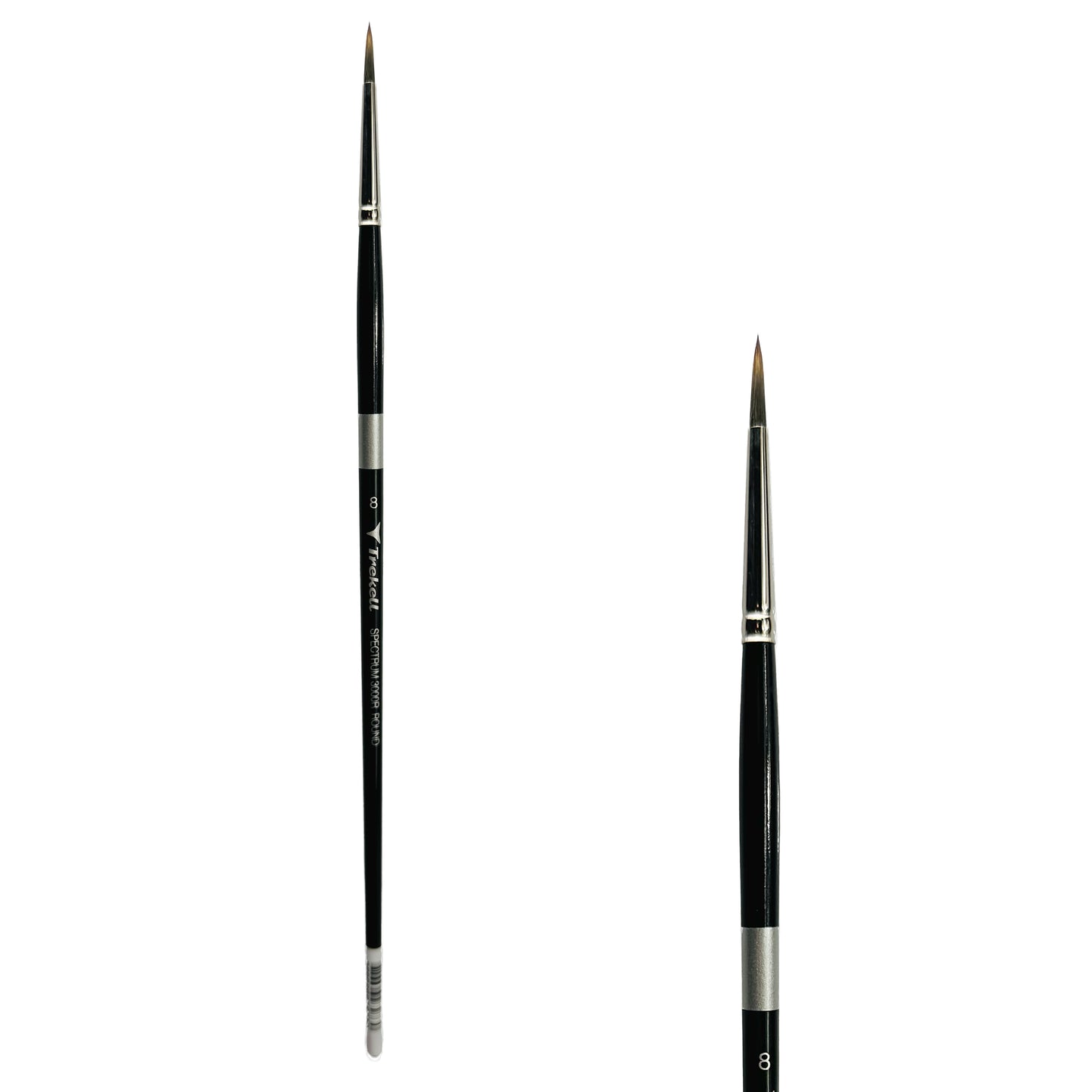 Trekell Spectrum Long Handle Artist Brush, size #8 Round, Long handle design ideal for acrylic, oil, watercolor & more.