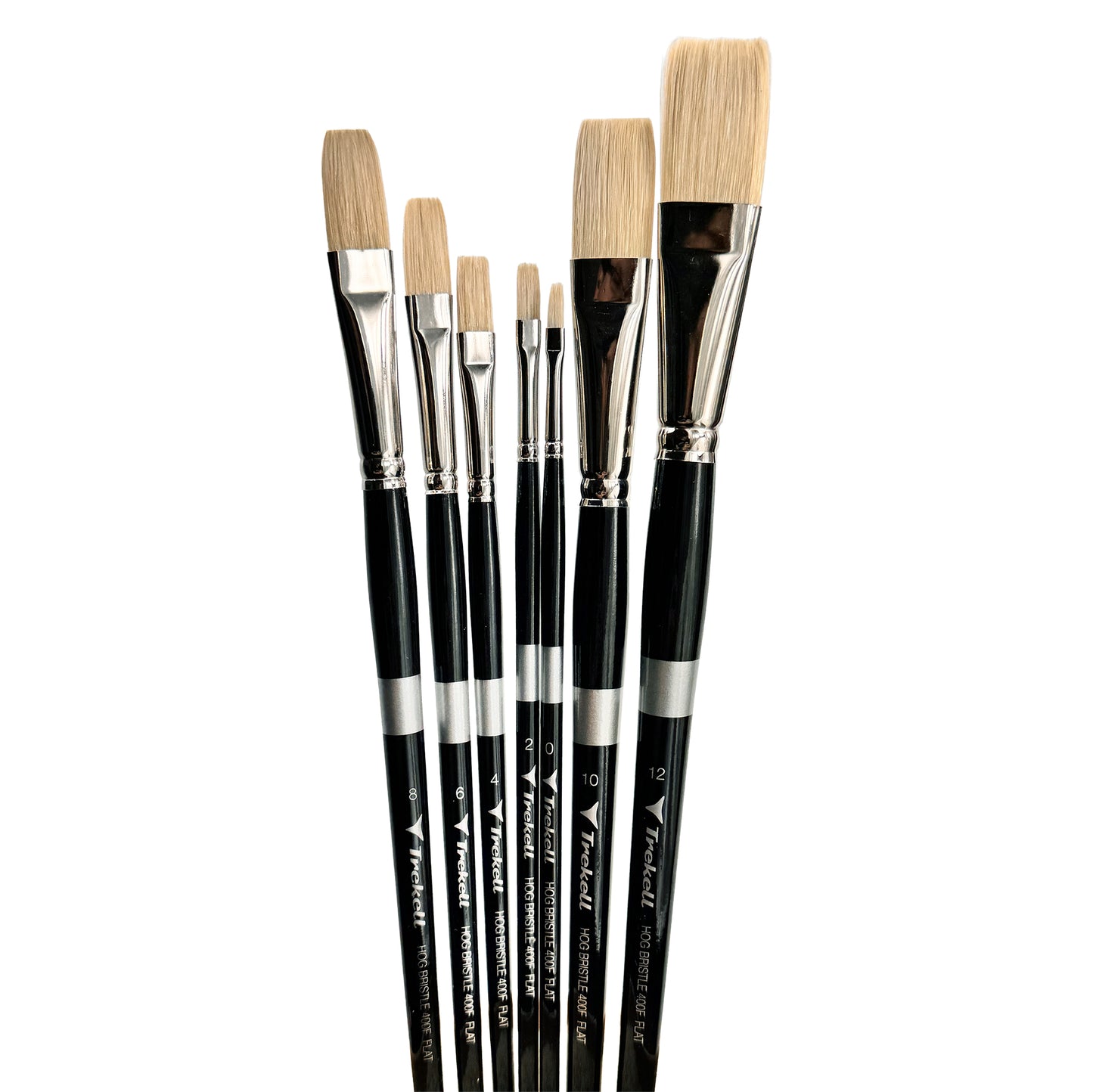 Trekell Trekell Hog Bristle Long Handle Artist Brush, Complete Set, Flat, ideal for Oil and Acrylic Painting