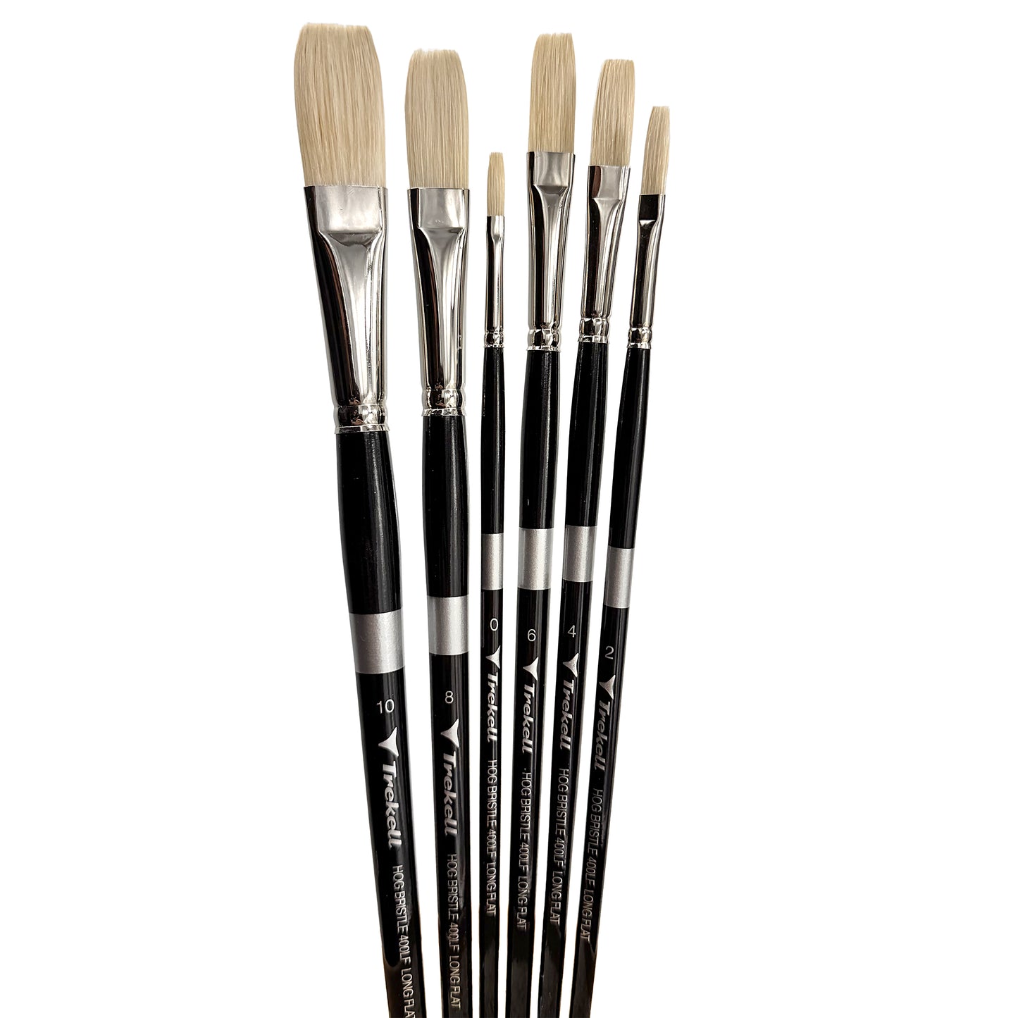 Trekell Trekell Hog Bristle Long Handle Artist Brush, Complete Set, Long Flat, ideal for Oil and Acrylic Painting