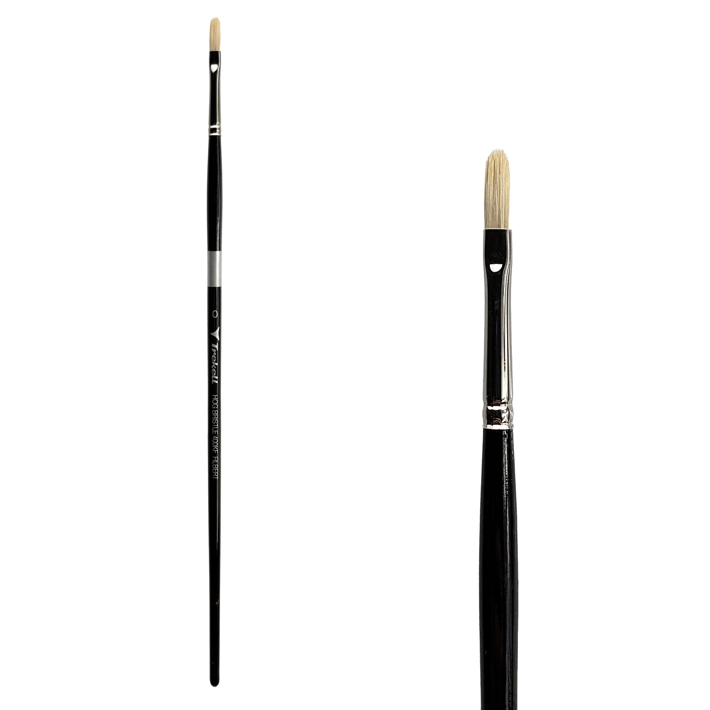 Trekell Trekell Hog Bristle Long Handle Artist Brush, size #0 Filbert, ideal for Oil and Acrylic Painting
