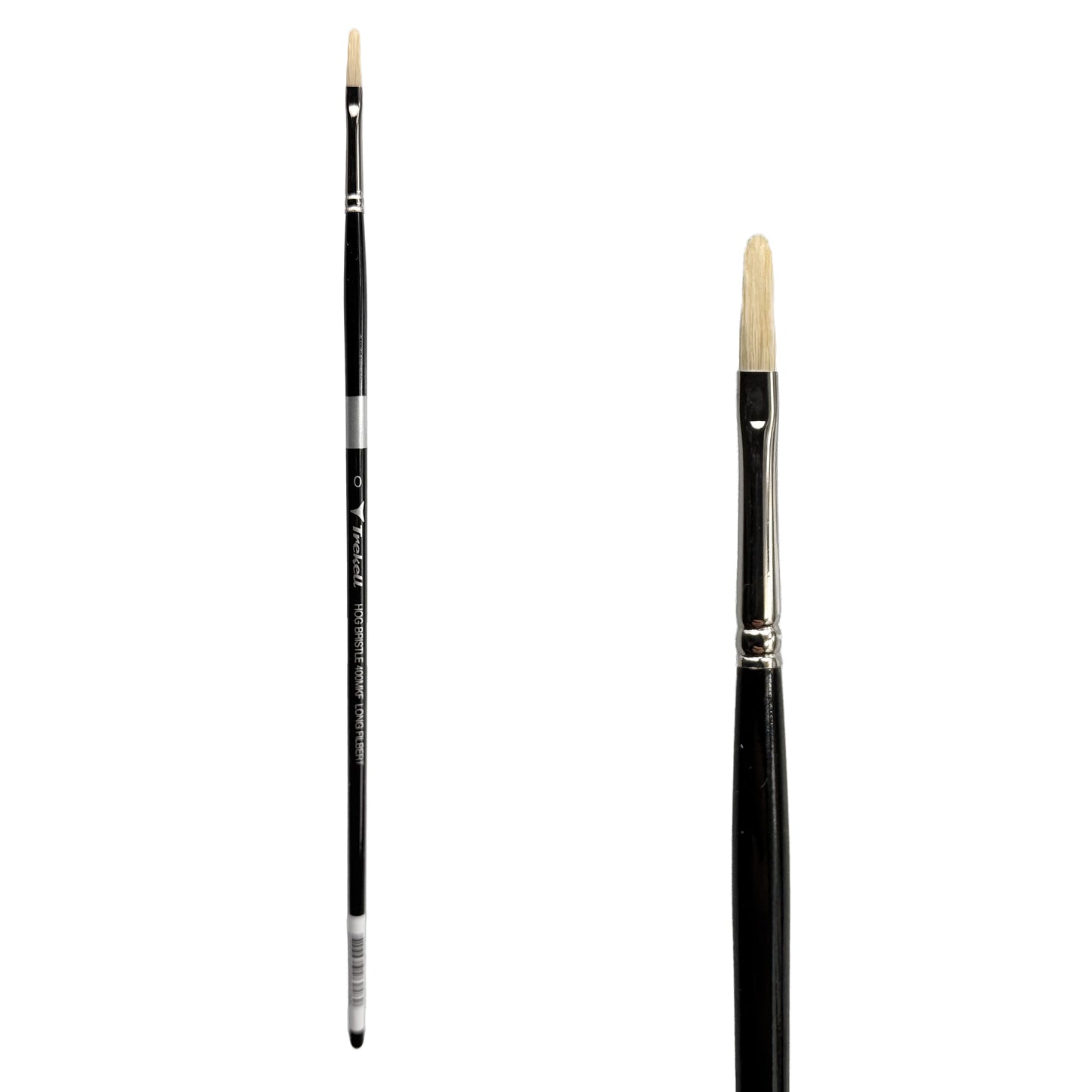 Trekell Trekell Hog Bristle Long Handle Artist Brush, size #0 Long Filbert, ideal for Oil and Acrylic Painting