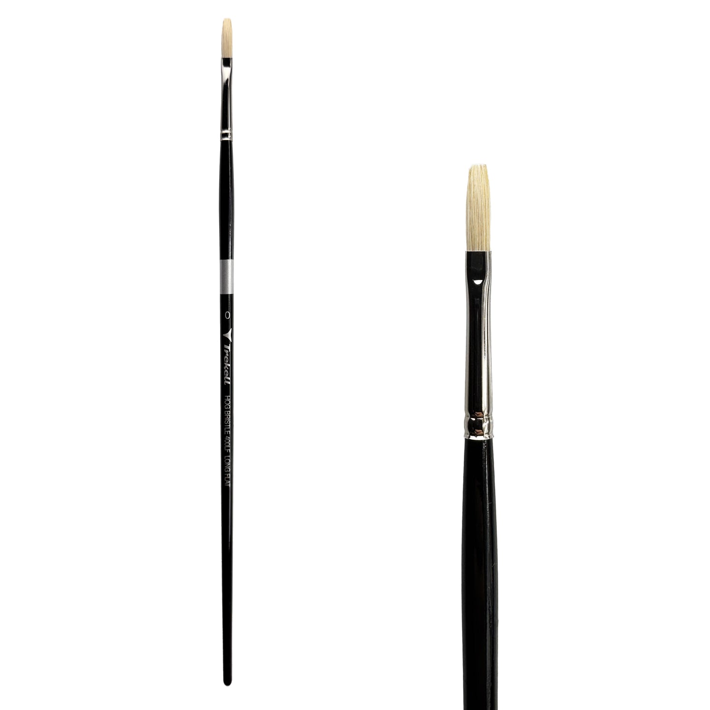 Trekell Trekell Hog Bristle Long Handle Artist Brush, size #0 Long Flat, ideal for Oil and Acrylic Painting
