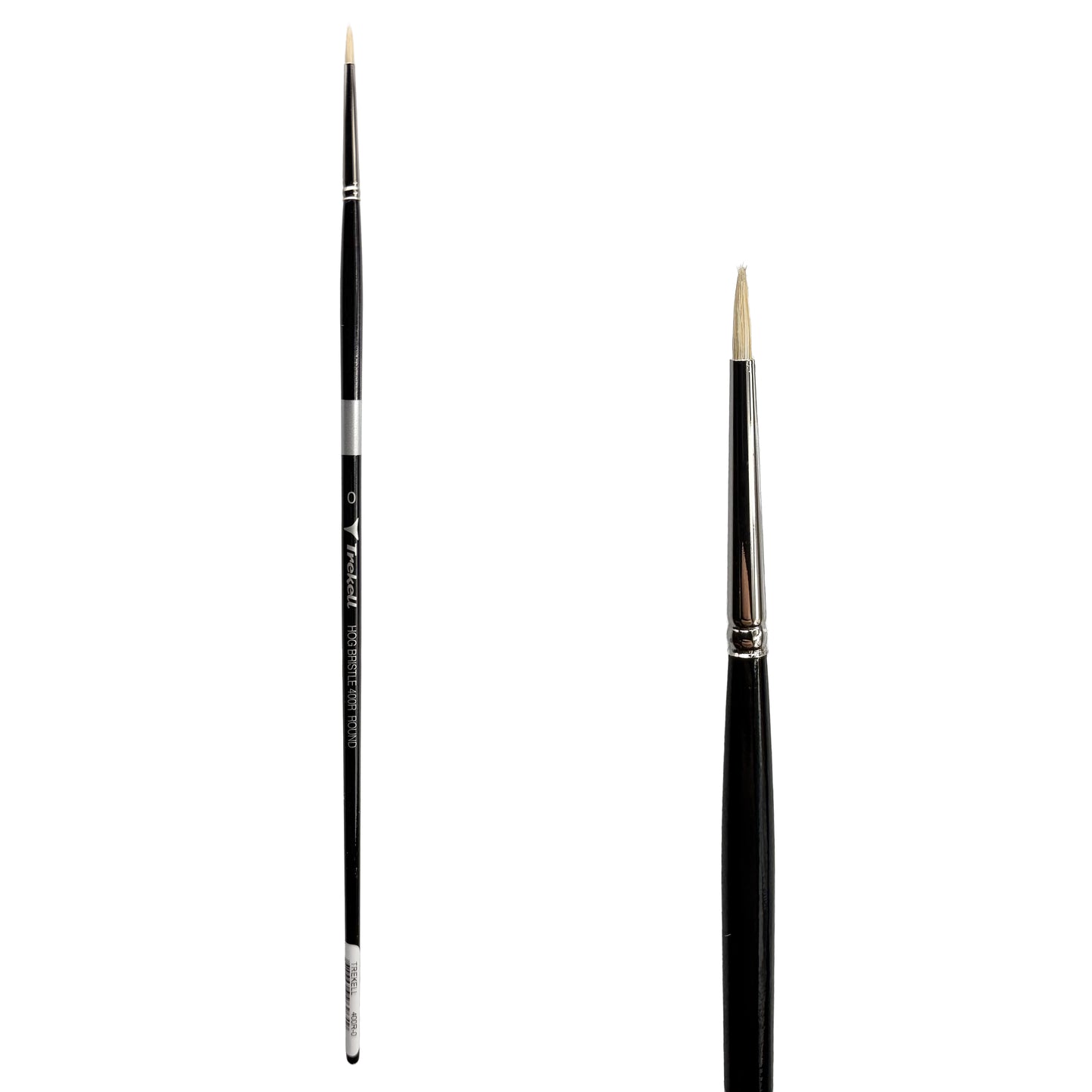 Trekell Trekell Hog Bristle Long Handle Artist Brush, size #0 Round, ideal for Oil and Acrylic Painting