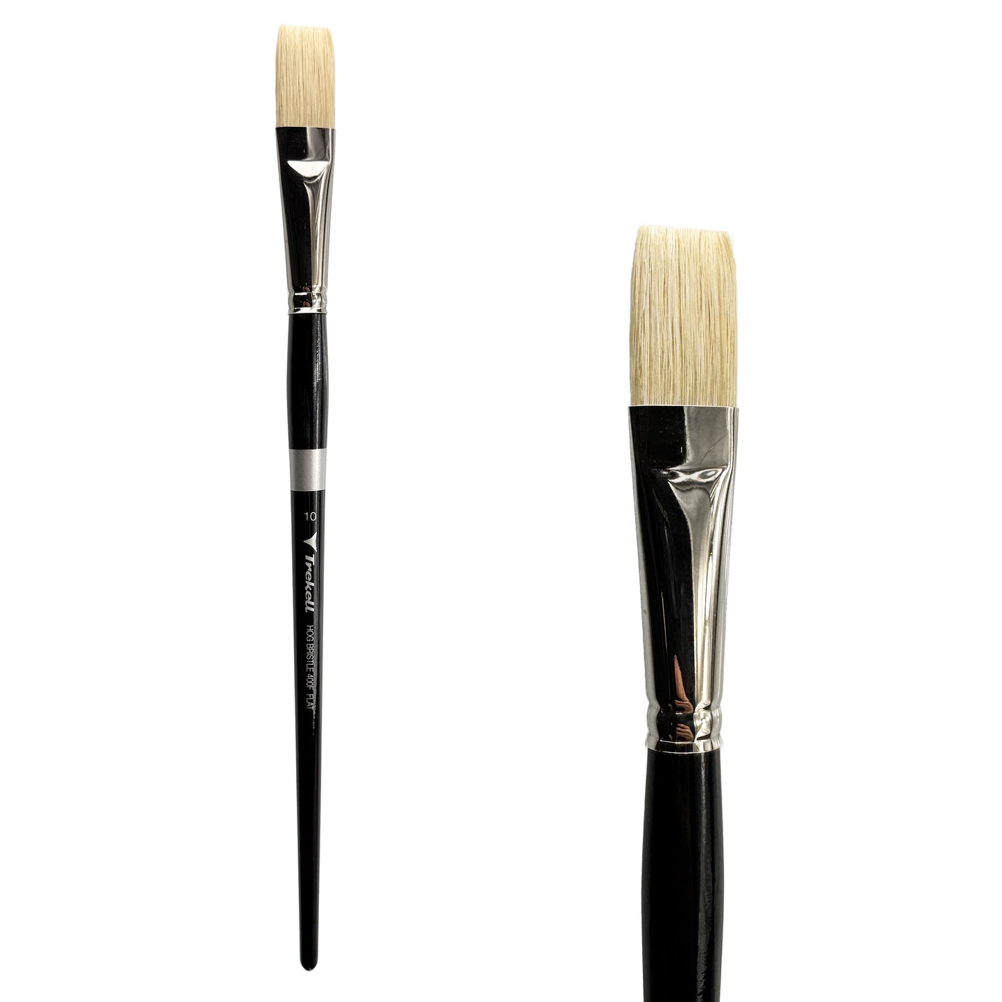 Trekell Trekell Hog Bristle Long Handle Artist Brush, size #10 Flat, ideal for Oil and Acrylic Painting