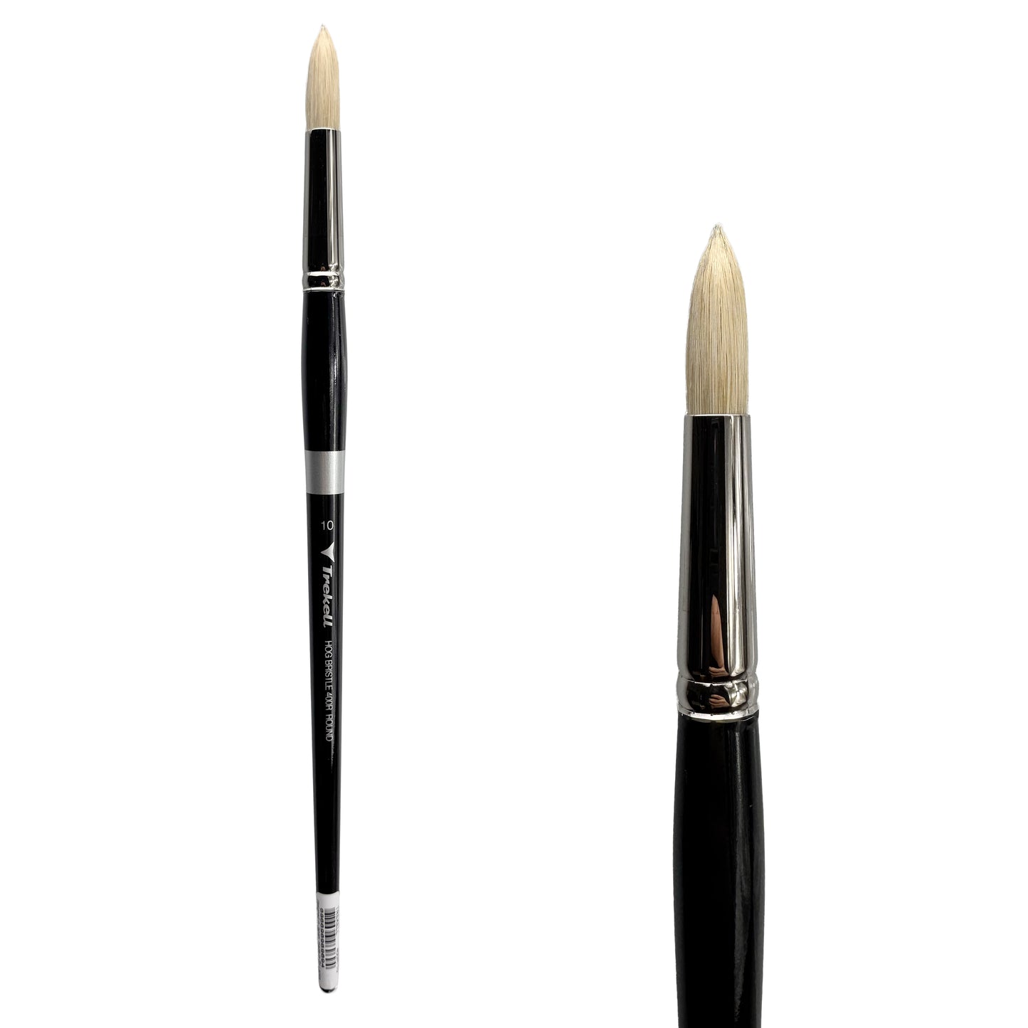 Trekell Trekell Hog Bristle Long Handle Artist Brush, size #10 Round, ideal for Oil and Acrylic Painting