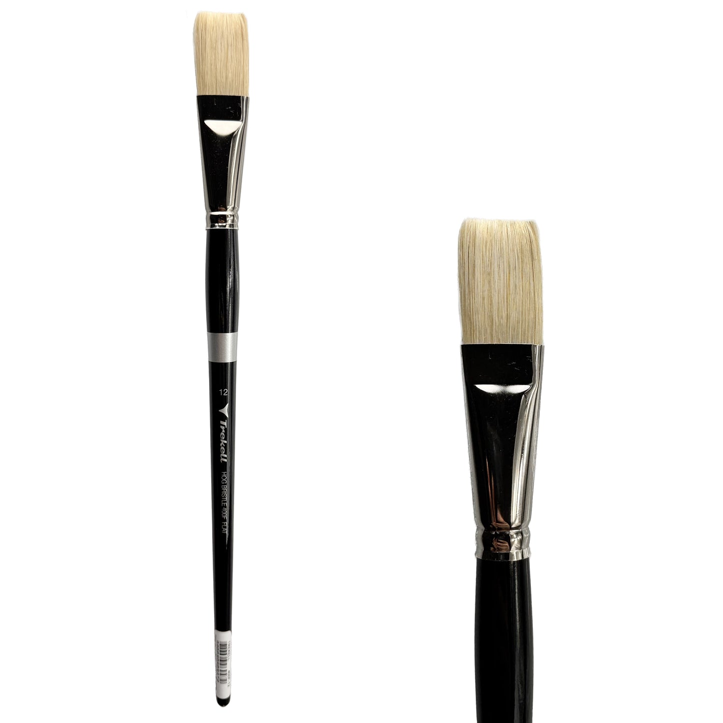 Trekell Trekell Hog Bristle Long Handle Artist Brush, size #12 Flat, ideal for Oil and Acrylic Painting