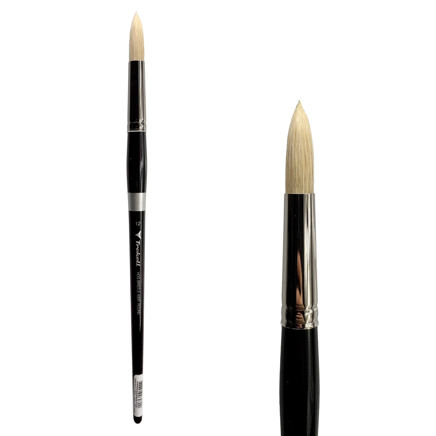 Trekell Trekell Hog Bristle Long Handle Artist Brush, size #12 Round, ideal for Oil and Acrylic Painting