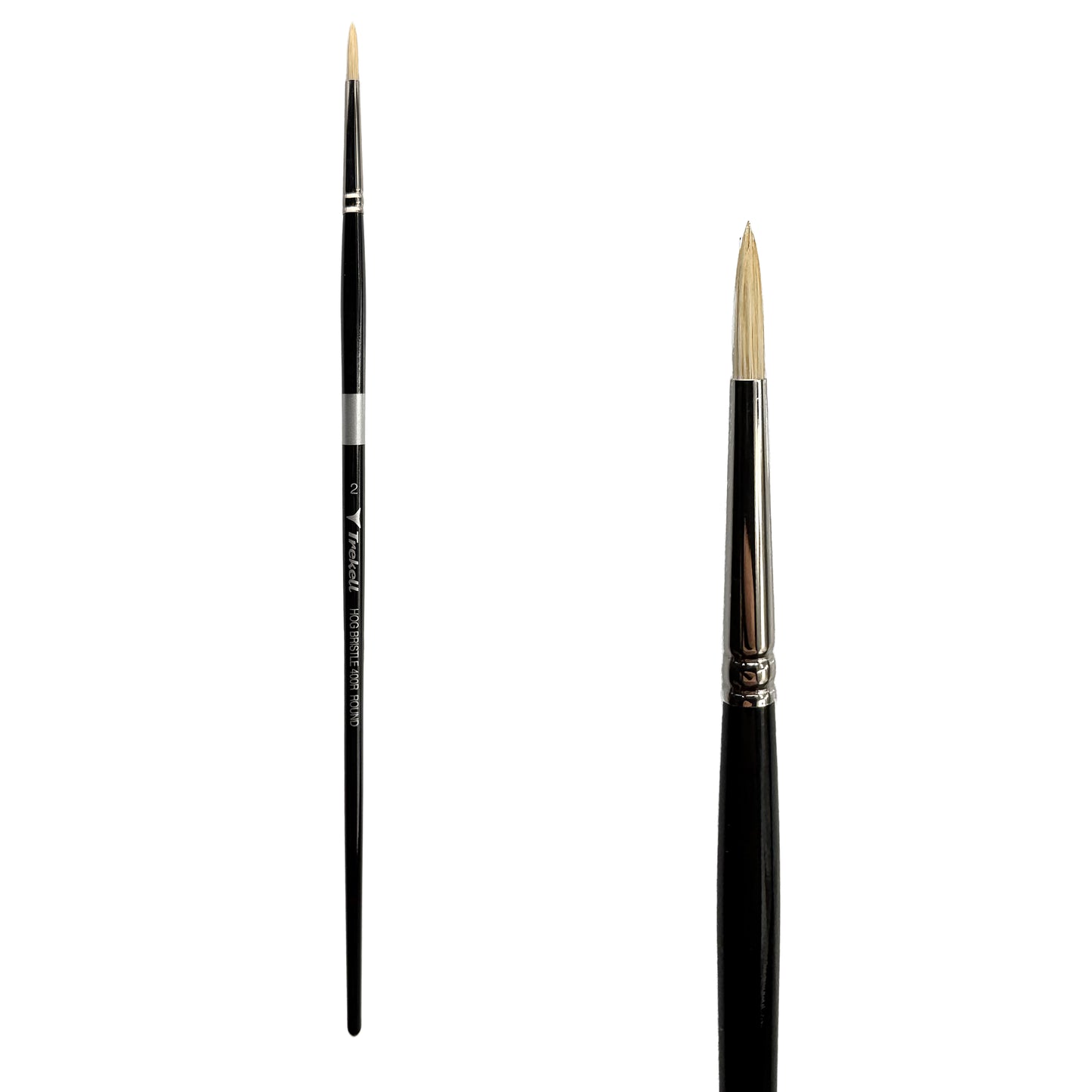 Trekell Trekell Hog Bristle Long Handle Artist Brush, size #2 Round, ideal for Oil and Acrylic Painting