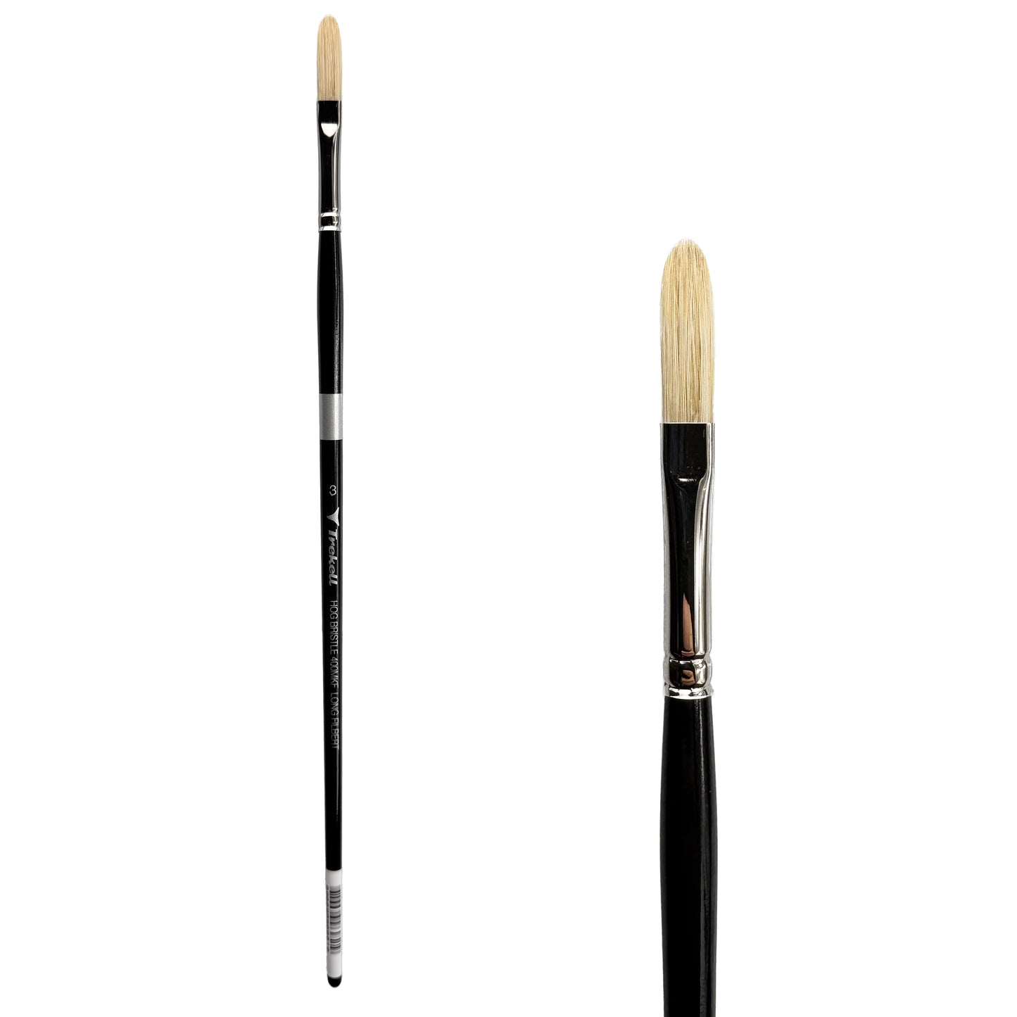 Trekell Trekell Hog Bristle Long Handle Artist Brush, size #3 Long Filbert, ideal for Oil and Acrylic Painting