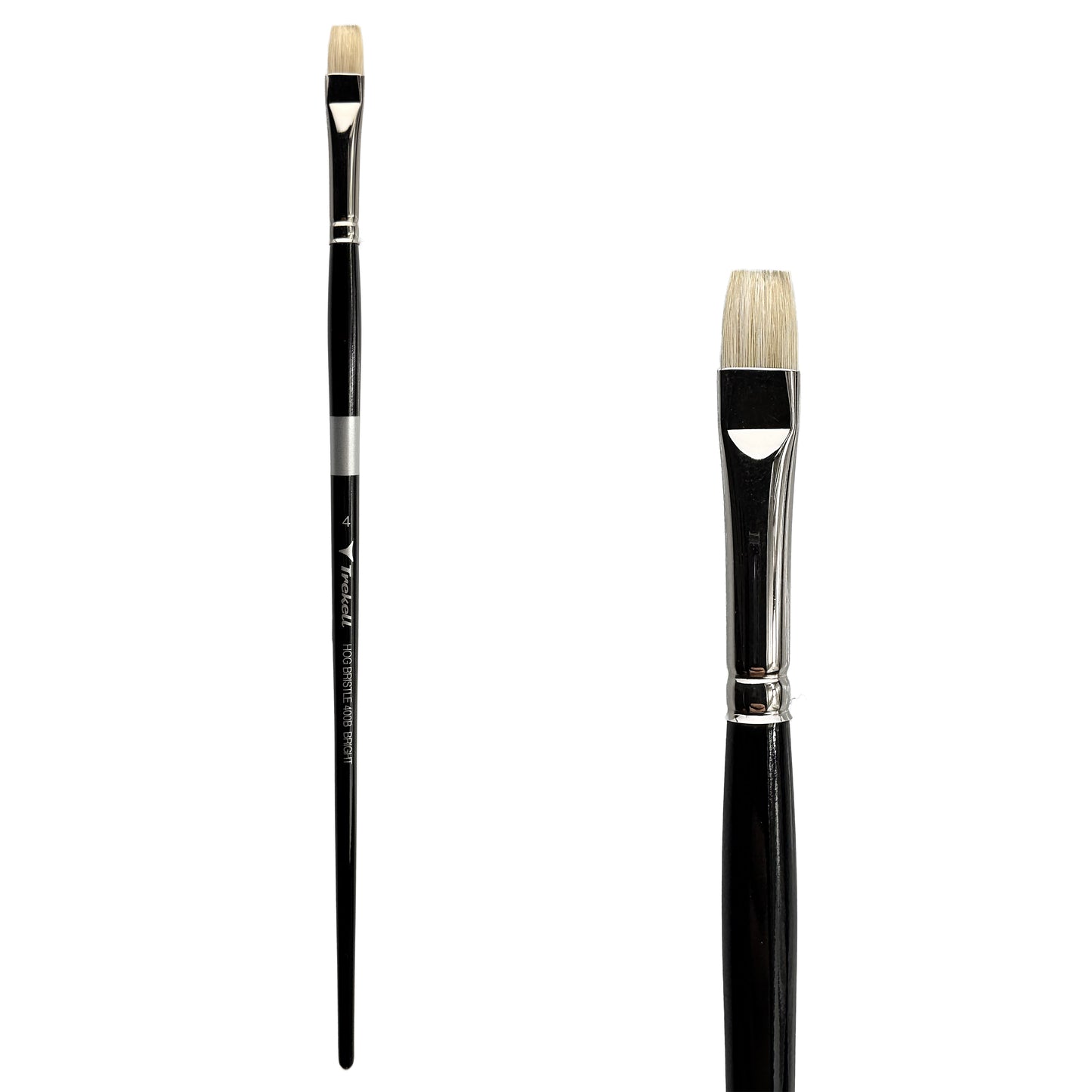 Trekell Trekell Hog Bristle Long Handle Artist Brush, size #4 Bright, ideal for Oil and Acrylic Painting