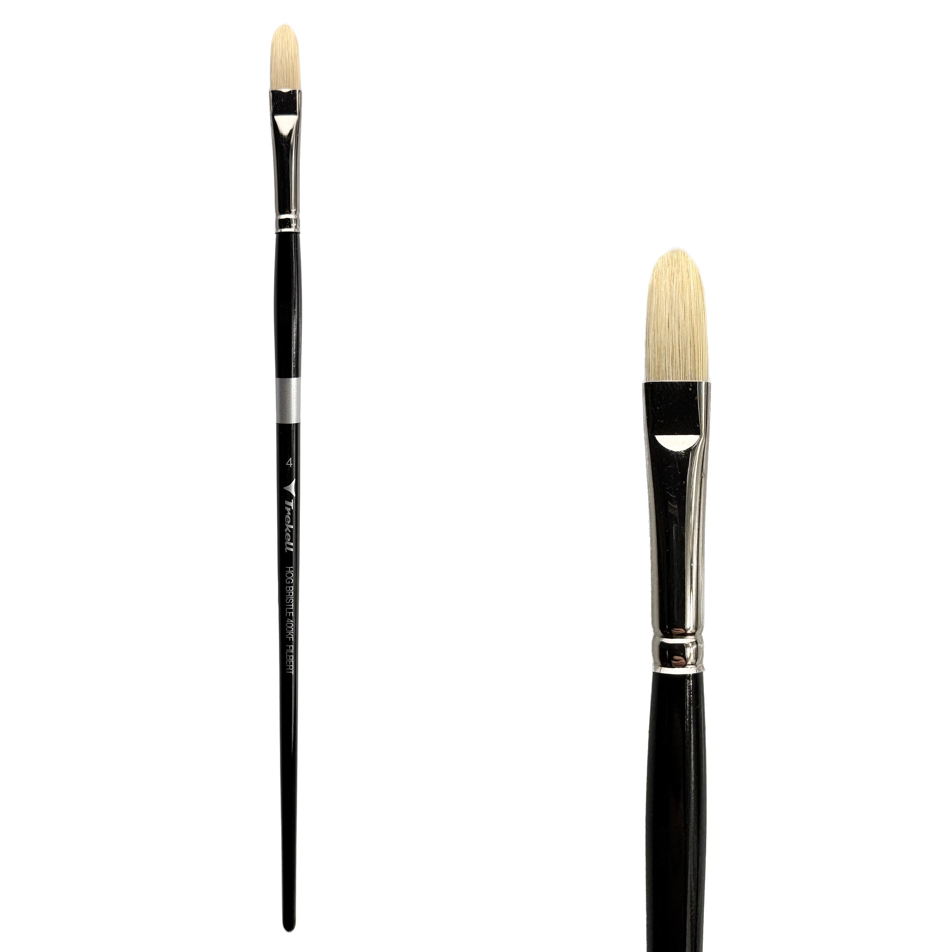 Trekell Trekell Hog Bristle Long Handle Artist Brush, size #4 Filbert, ideal for Oil and Acrylic Painting