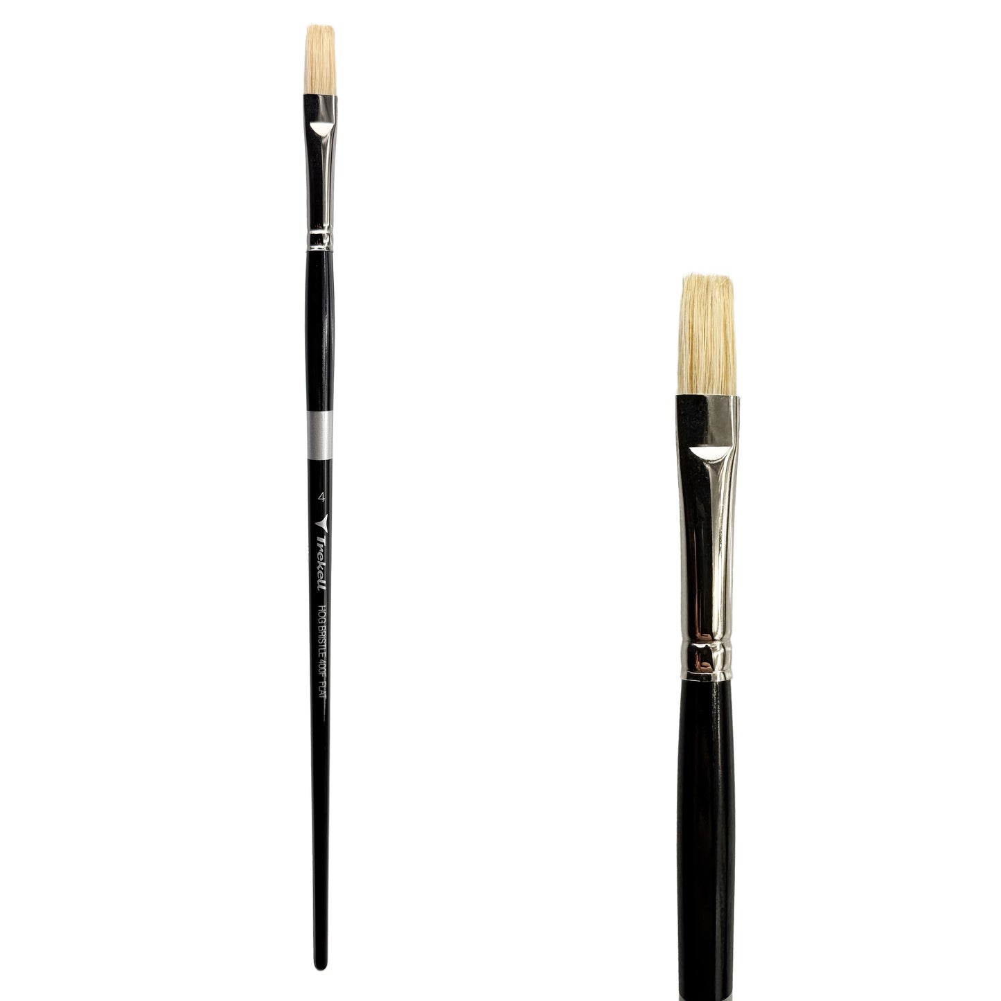 Trekell Trekell Hog Bristle Long Handle Artist Brush, size #4 Flat, ideal for Oil and Acrylic Painting
